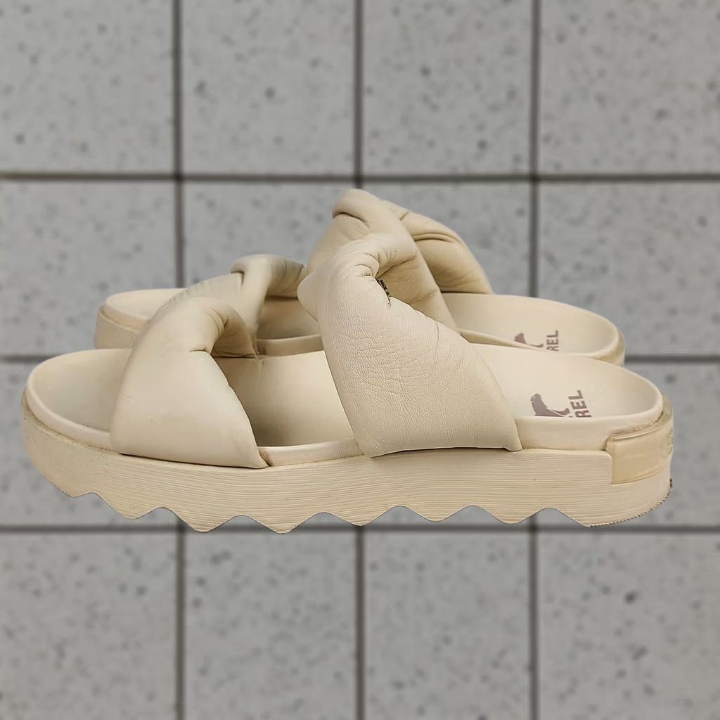 SOREL Sorel Sandals Women Cream Platform Slide Size 11 Ivory Leather Slip On Casual Summer Spring Womens Size US 9 / IT 39 - 1 Thumbnail