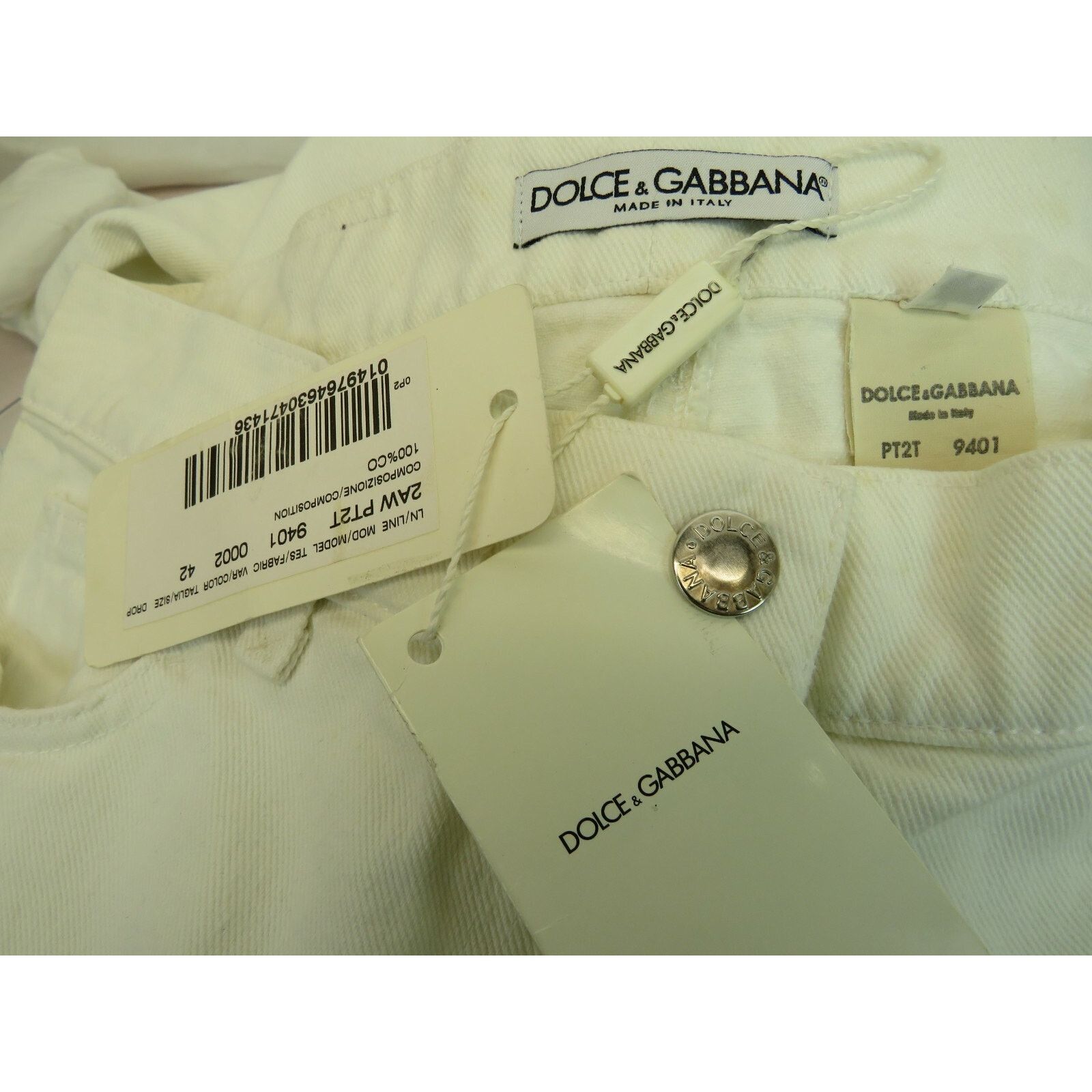 Dolce & Gabbana DOLCE GABBANA STRAIGHT LEG WHITE COTTON PANTS JEANS 42 ITALY Size 31" - 11 Thumbnail