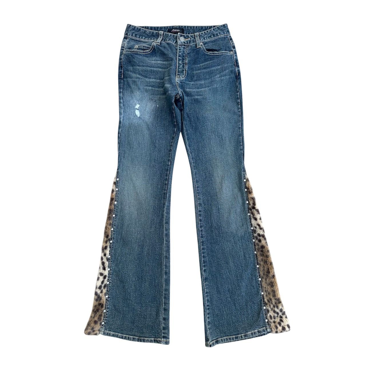 Japanese Brand Y2K Flare Hysteric Inspired Jeans With Leopard Fur W27 Size 27" / US 4 / IT 40 - 1 Thumbnail