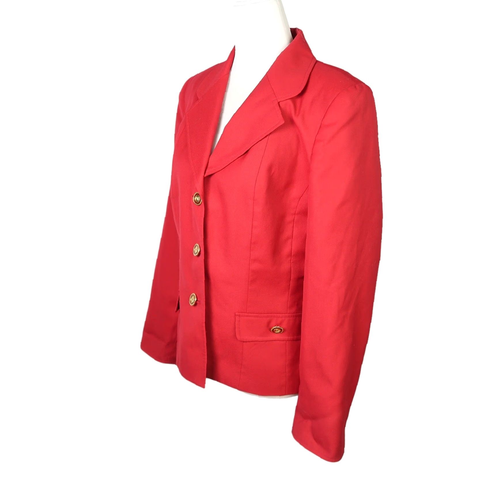 Vintage VINTAGE Mary Kay Blazer Jacket 90s Cherry Red Wool Blend Blazer Short Length Women 6 Regular Fall Winter Button Swing Womens Size M / US 6-8 / IT 42-44 - 3 Thumbnail