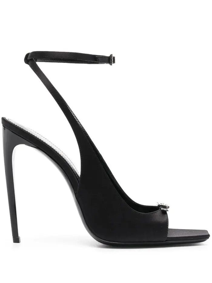 Saint Laurent Paris o1tp1o1224 Carole Sandals In Crepe Satin in Black Size US 11 / IT 41 - 1 Thumbnail