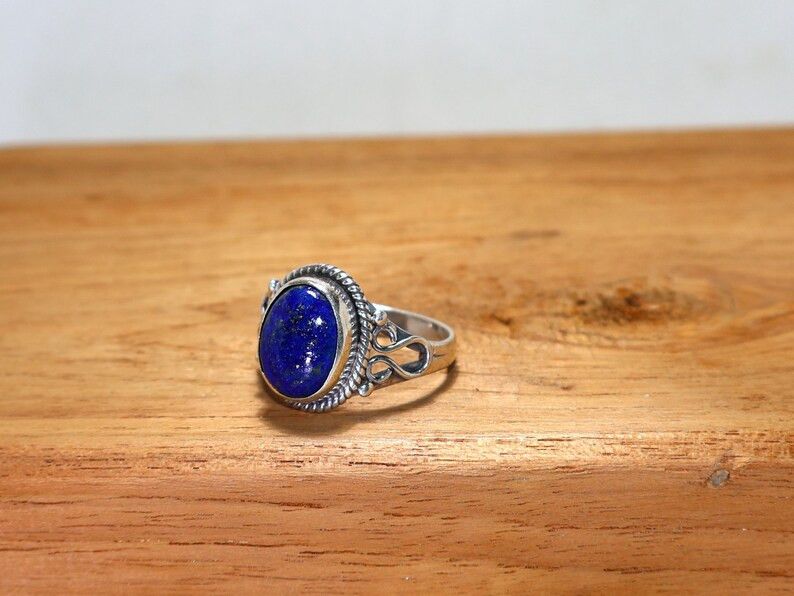 Handmade Lapis lazuli Ring, Sterling Silver Handmade Designer Jewelry Size ONE SIZE - 4 Thumbnail