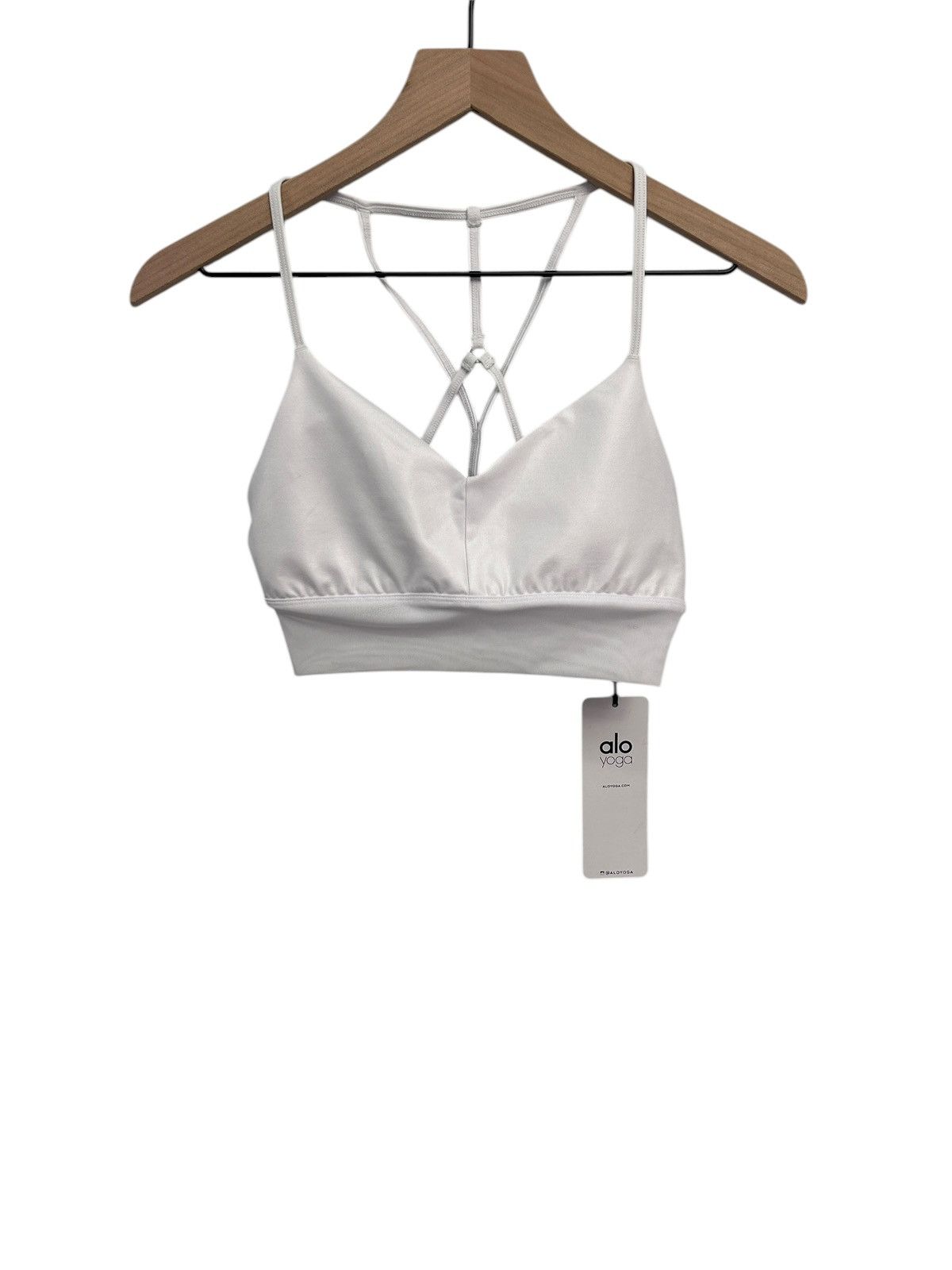 Alo Yoga White Lavish Sports Bra Glossy White S NWT