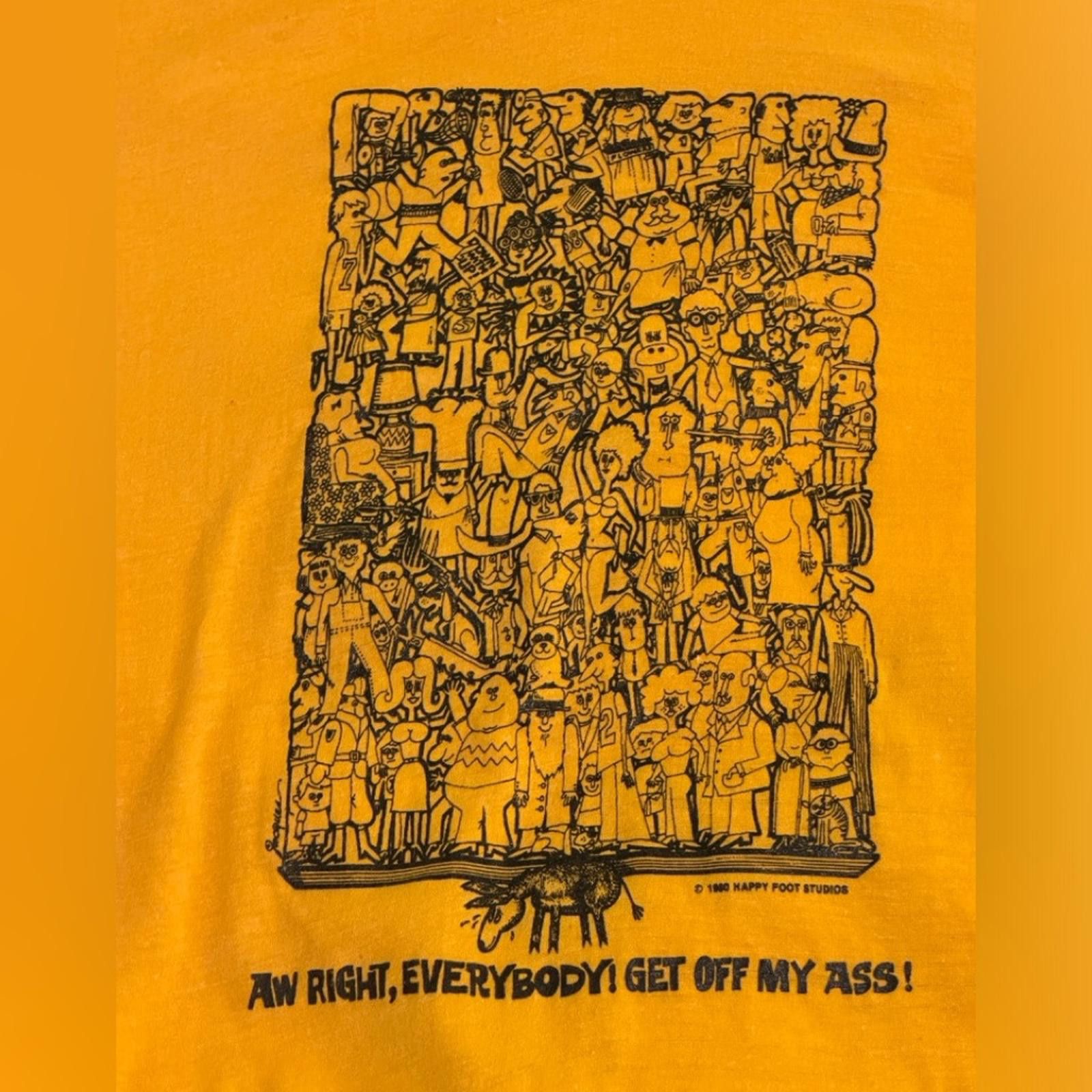 Vintage 1980 SCREEN STARS GET OFF MY A$$ T-SHIRT Size US M / EU 48-50 / 2 - 6 Thumbnail