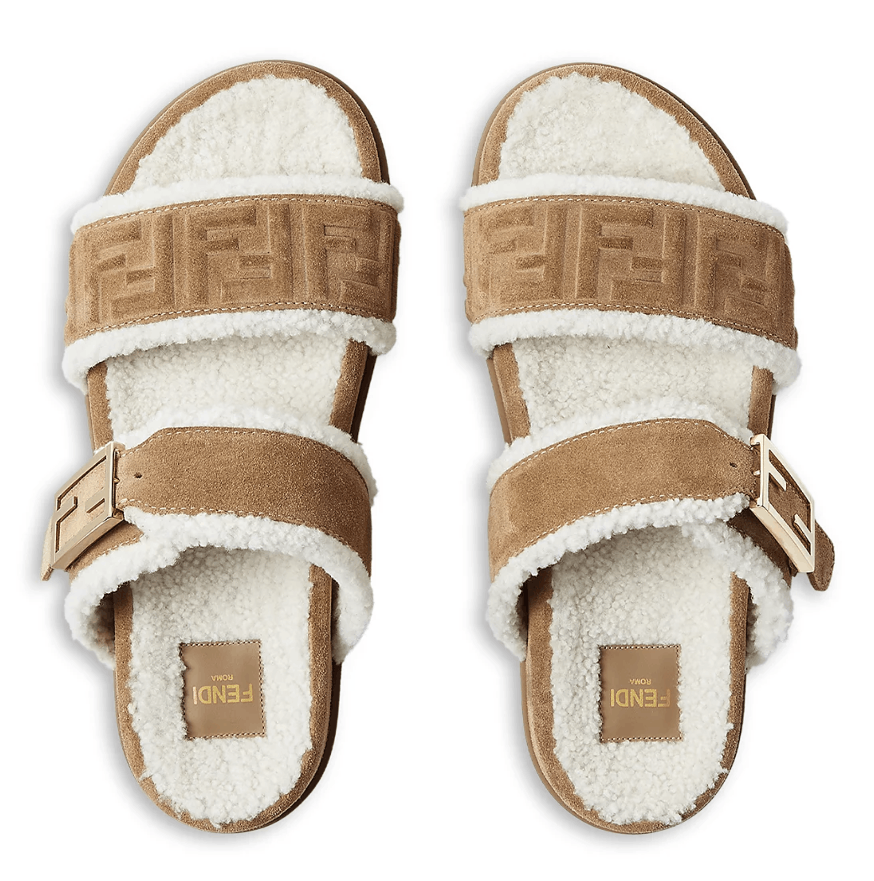 Fendi Fendi Feel Slide Shearling Fur Logo FF Mule Flat Sandal 37 Size US 7 / IT 37 - 10 Thumbnail