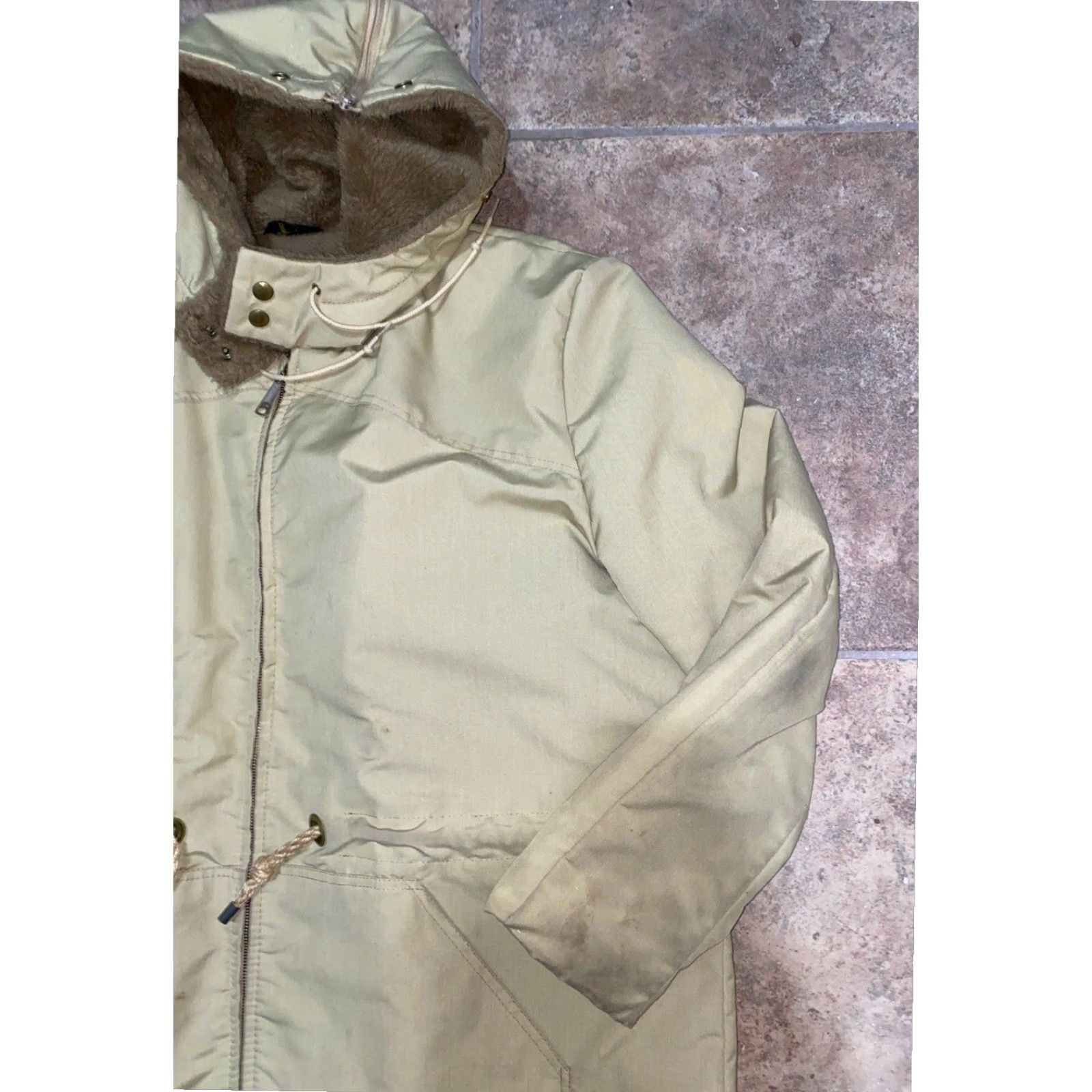 Vintage VINTAGE Nortex Full Zip Hooded Fleece Lined Jacket Mens Beige XL Size US XL / EU 56 / 4 - 2 Thumbnail