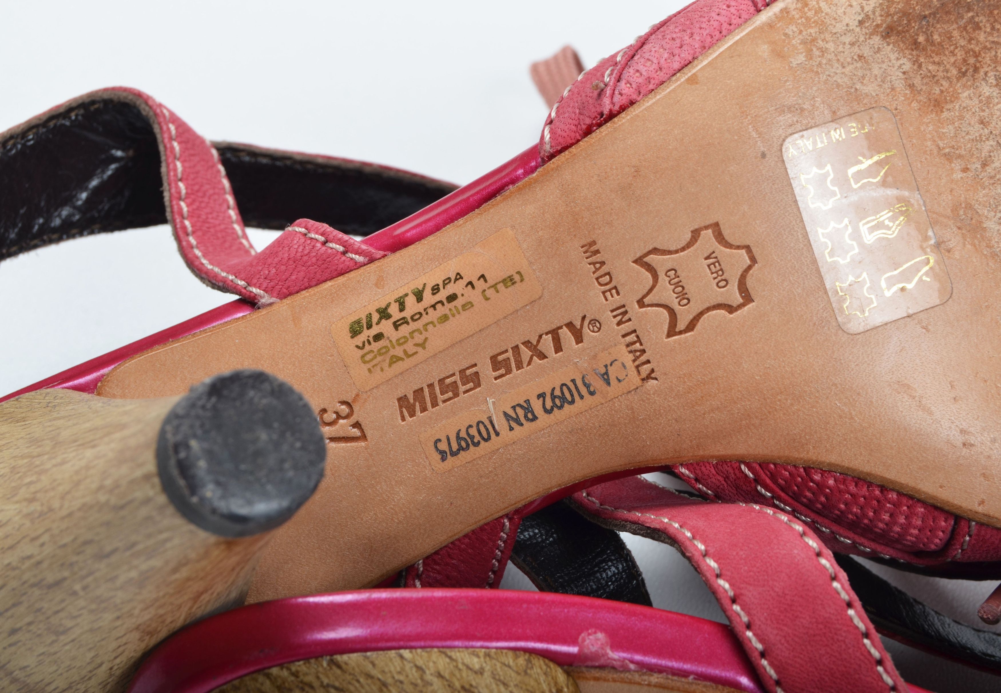 Miss Sixty Vintage Miss Sixty Y2K Pink Leather Lace Up Slingback Heels Size US 7 / IT 37 - 9 Thumbnail