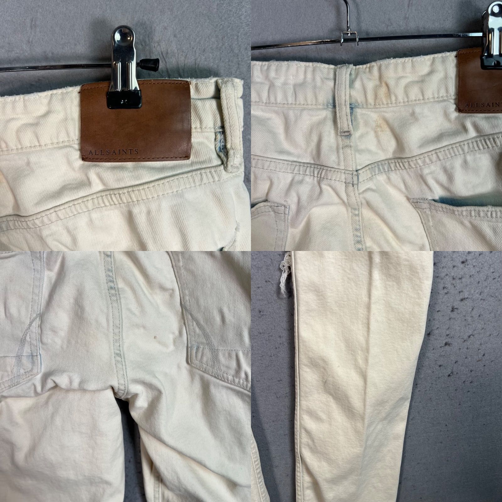Allsaints AllSaints Jeans Slim Distressed White Denim 30 Mens 5-Pocket Rise Mid 10-12 Inseam 32 Regular Vintage No Pattern Solid Cotton Blend Shirt? Size US 30 / EU 46 - 10 Thumbnail