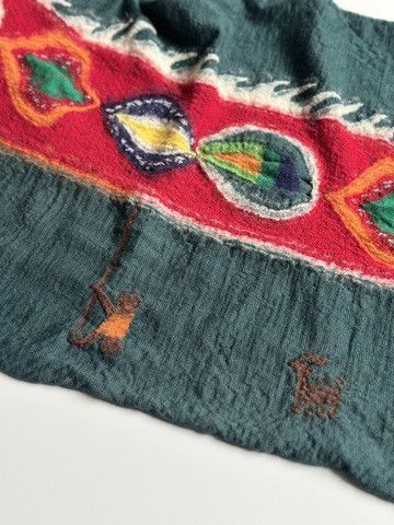Kapital Kapital Fulled Wool Dragon Dance HAPPY Scarf Size ONE SIZE - 3 Thumbnail
