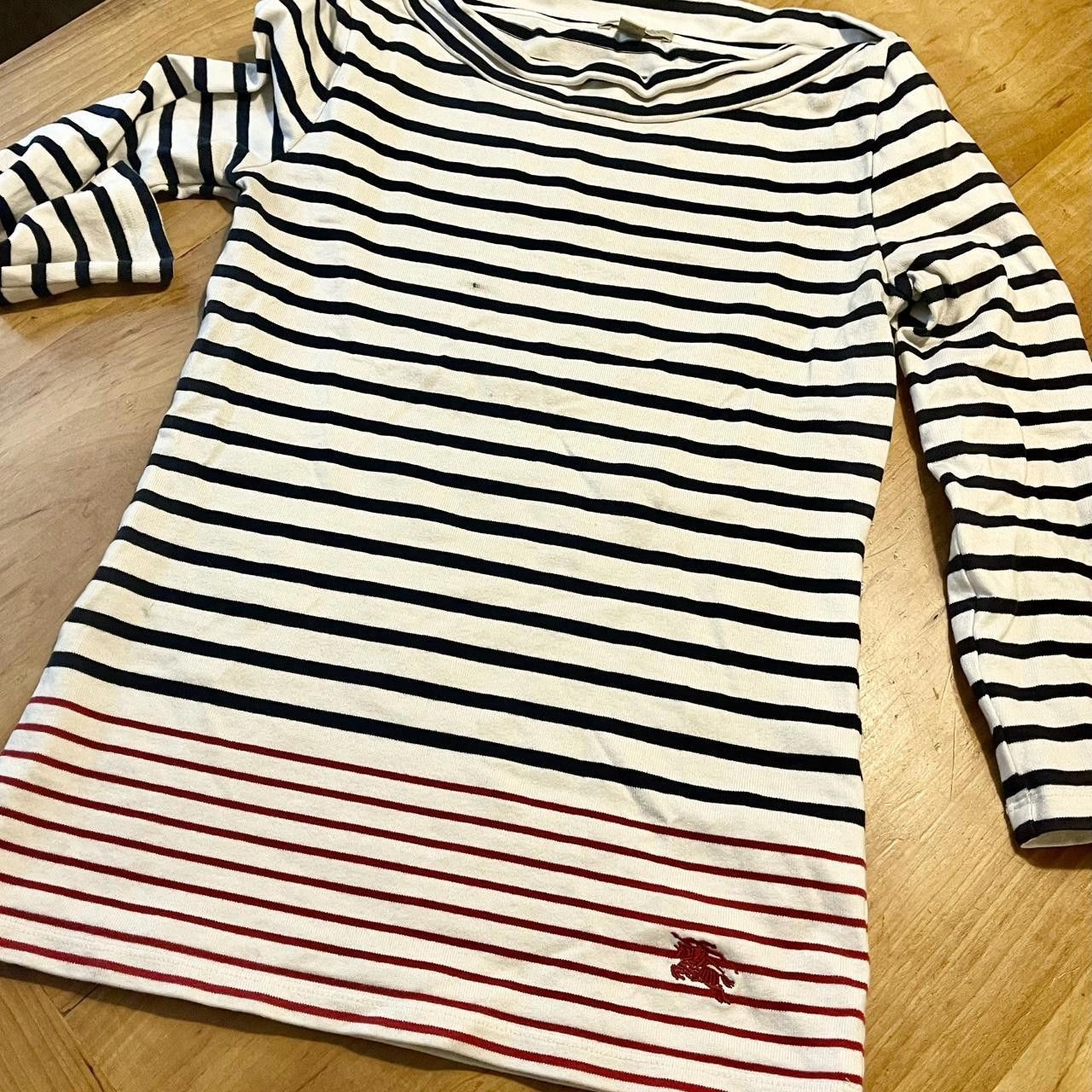 Burberry Classic Burberry boat neck cotton stripe 3/4 sleeve top. Size XS / US 0-2 / IT 36-38 - 2 Thumbnail