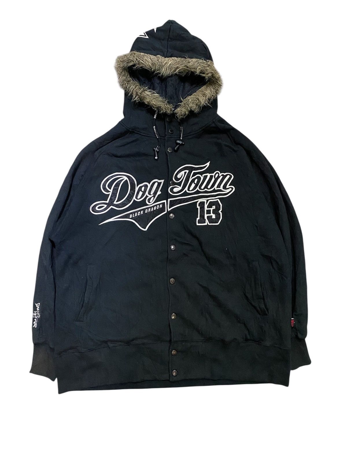 Dogtown 2000s Black Dragon Snap button fur hoodie Size US XL / EU 56 / 4 - 2 Thumbnail