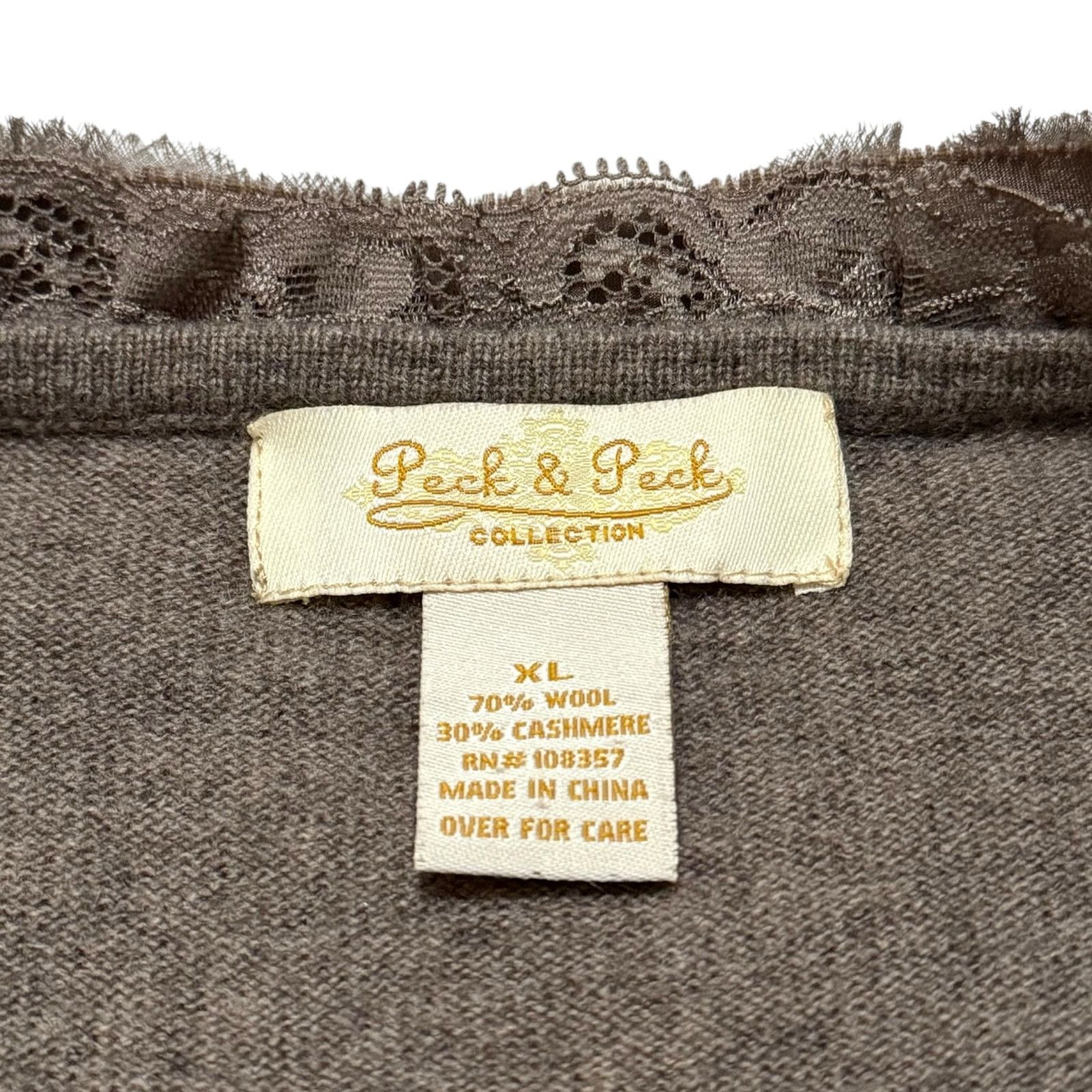 Other Peck & Peck Cardigan Sweater Wool Cashmere Ruffles Brown XL Size XL / US 12-14 / IT 48-50 - 4 Thumbnail