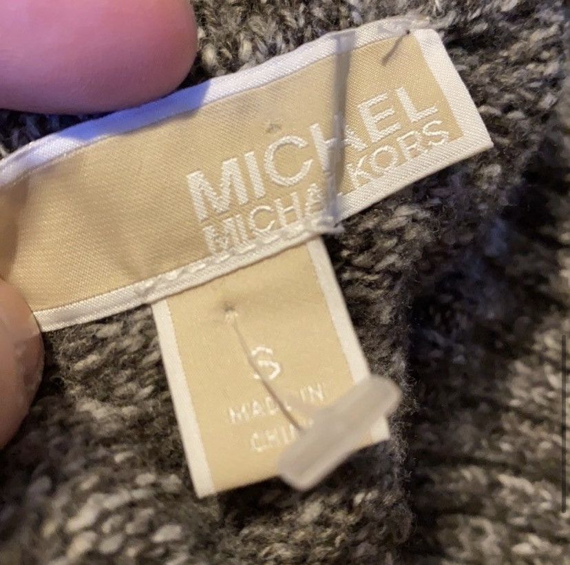 Michael Kors Michael Kors, Gray/Brown, Cable Knit, Oversized, Sweater Size S / US 4 / IT 40 - 9 Thumbnail