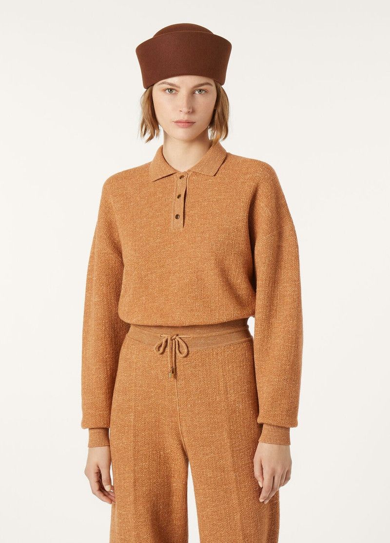 Loro Piana o1srvl11e0526 FAP0392 Cellina Polo Shirt in Camel Size XS / US 0-2 / IT 36-38 - 4 Thumbnail