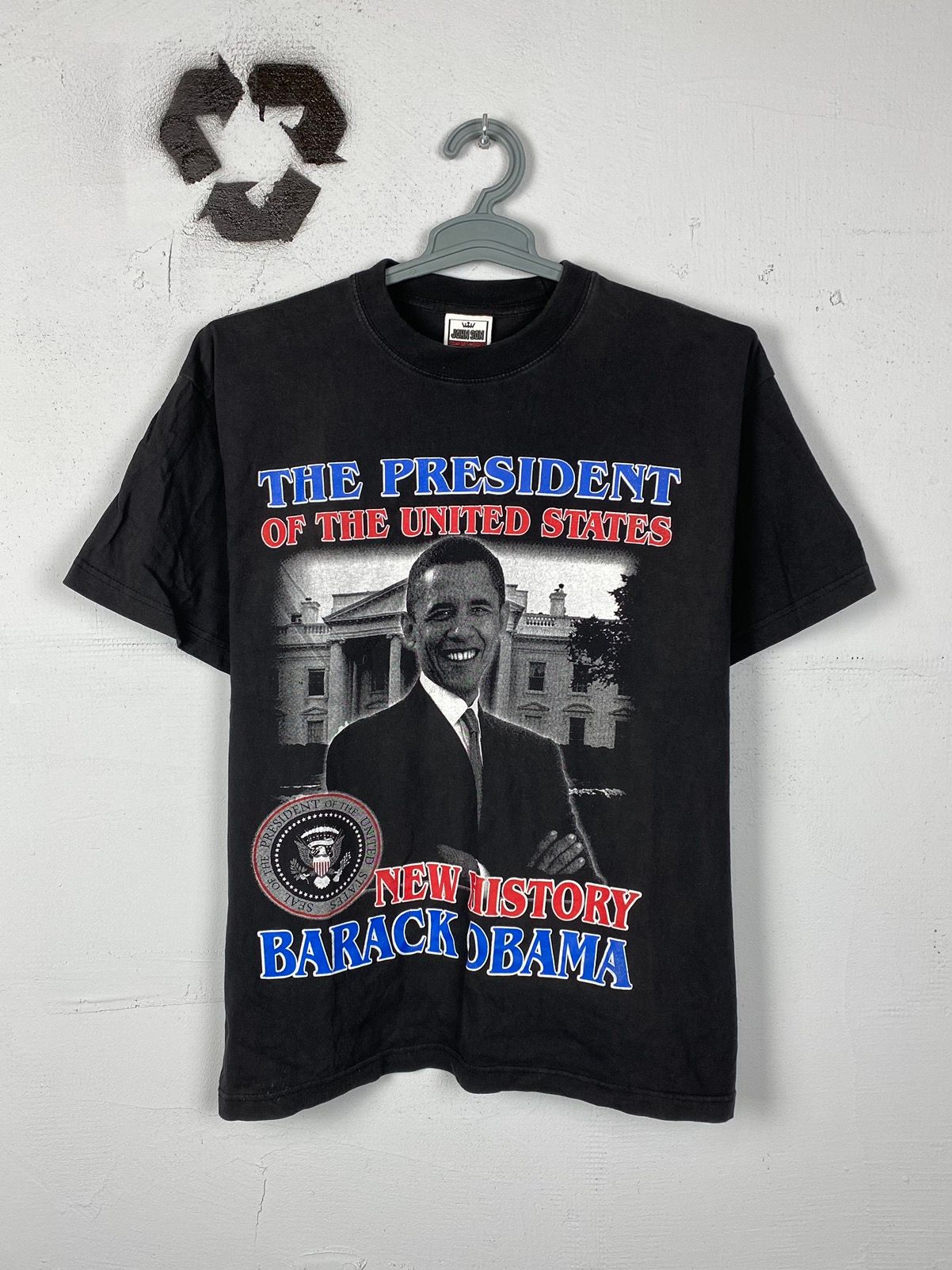 Pre-owned Vintage Streetwear President Barack Obama Tee T Shirt In Black