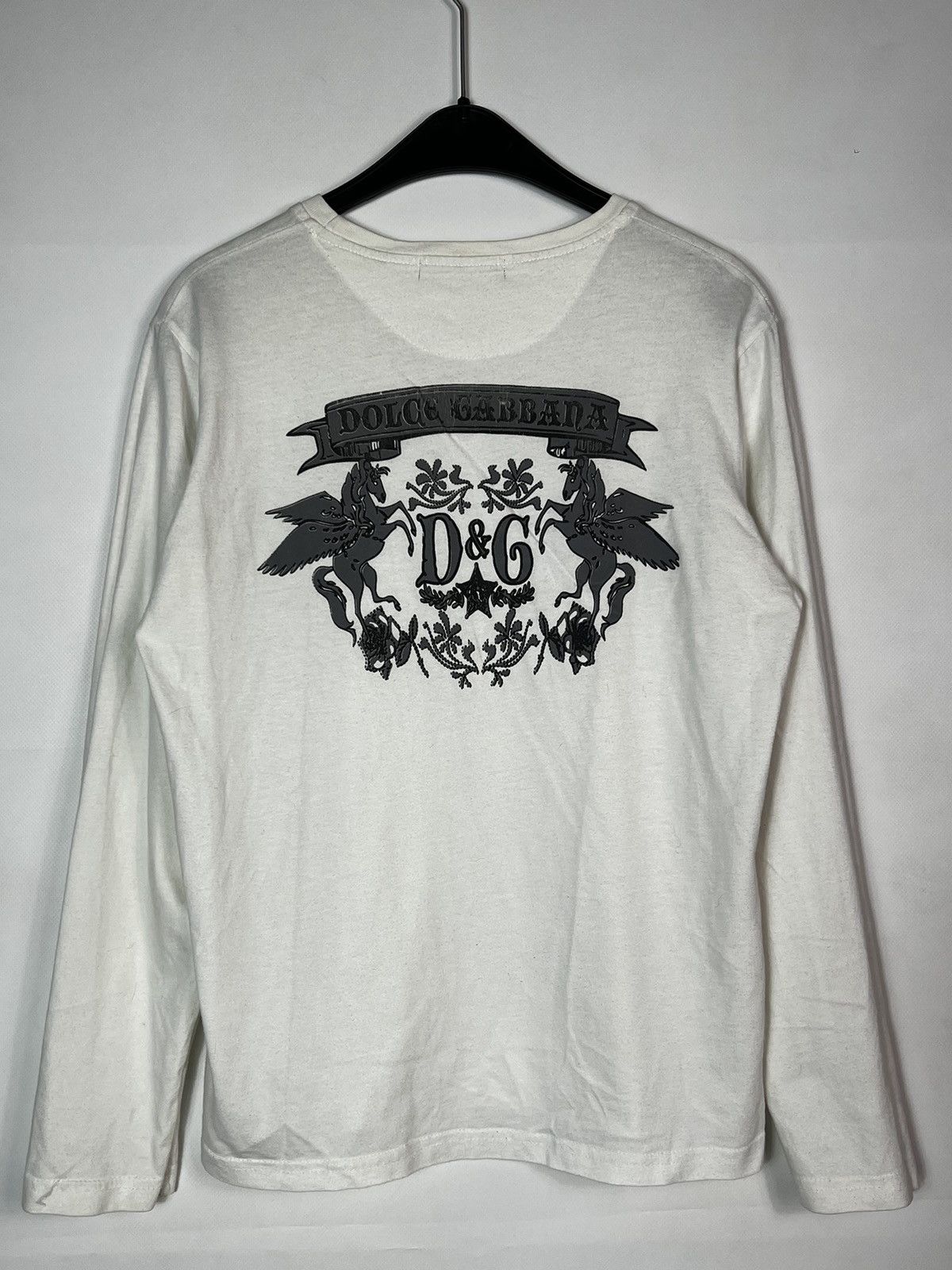 Pre-owned Dolce Gabbana X Vintage Dolce&gabbana Men's Sweater Longsleeve Big D&g Y2k In Cream/white
