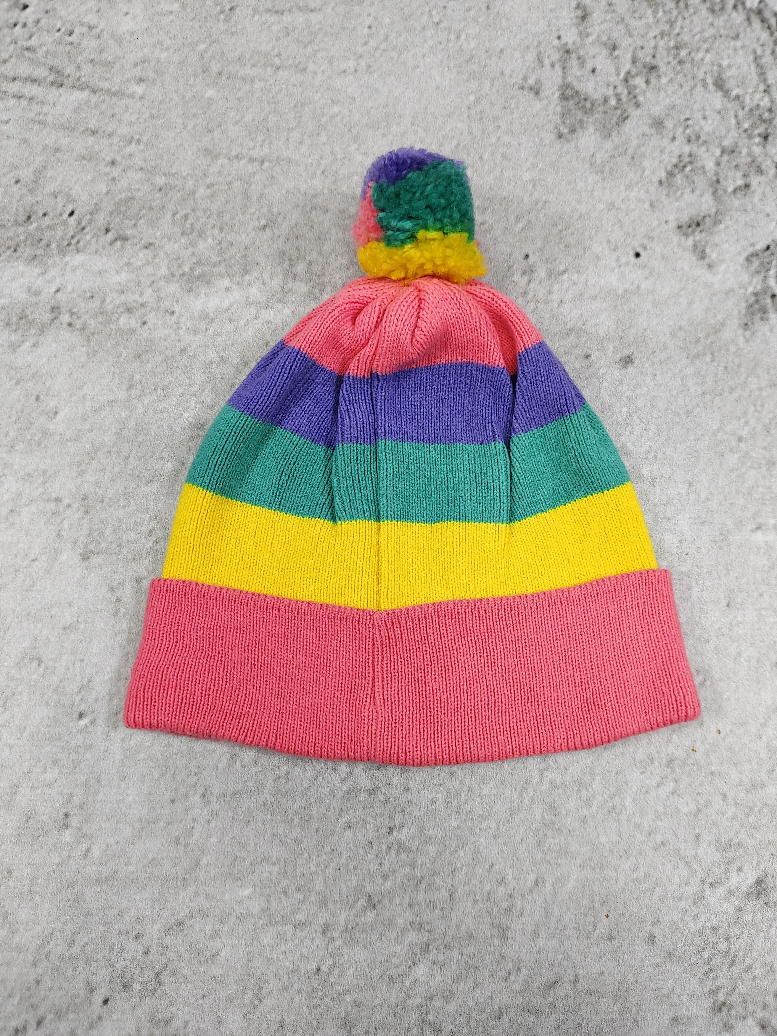 Japanese Brand 2000s Hello Kitty- Kawaii Harajuku Rainbow Stripe Beanie Hat Size ONE SIZE - 5 Thumbnail