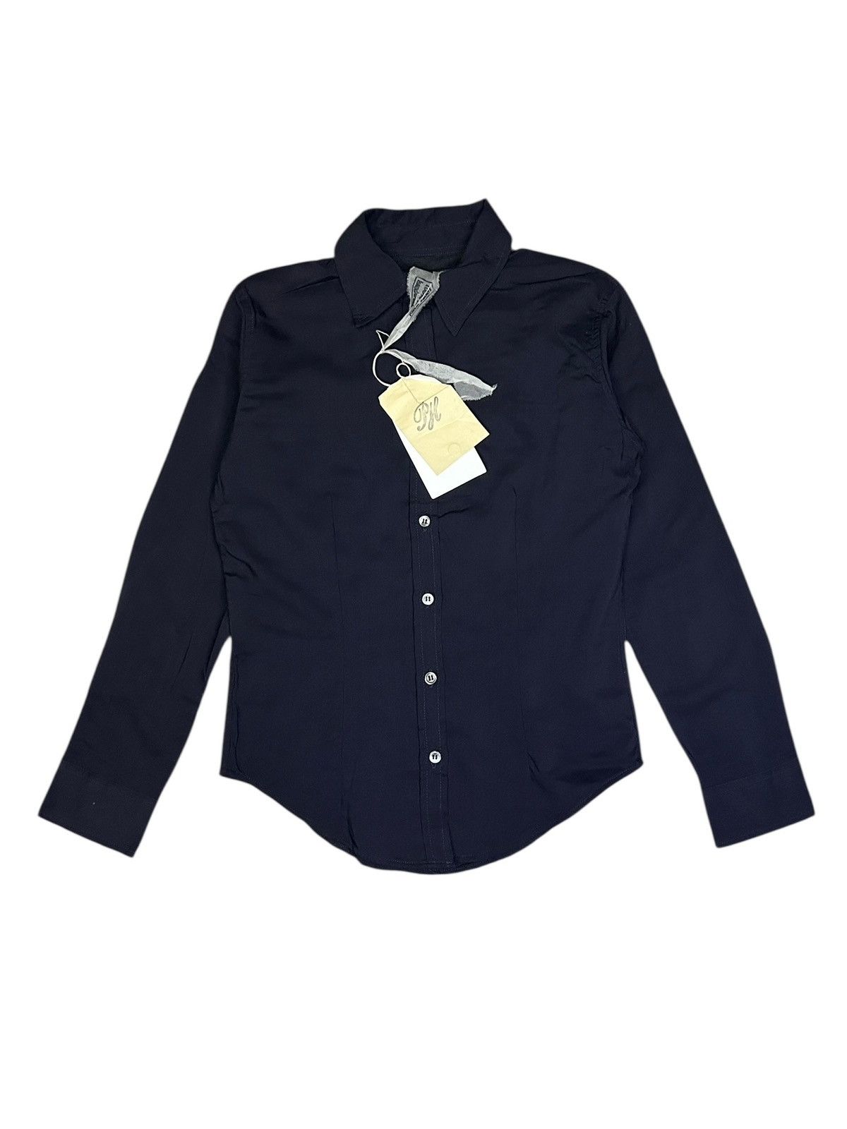 Paul Harnden Shoemakers Navy Wool Button Up Shirt Size S / US 4 / IT 40 - 1 Thumbnail