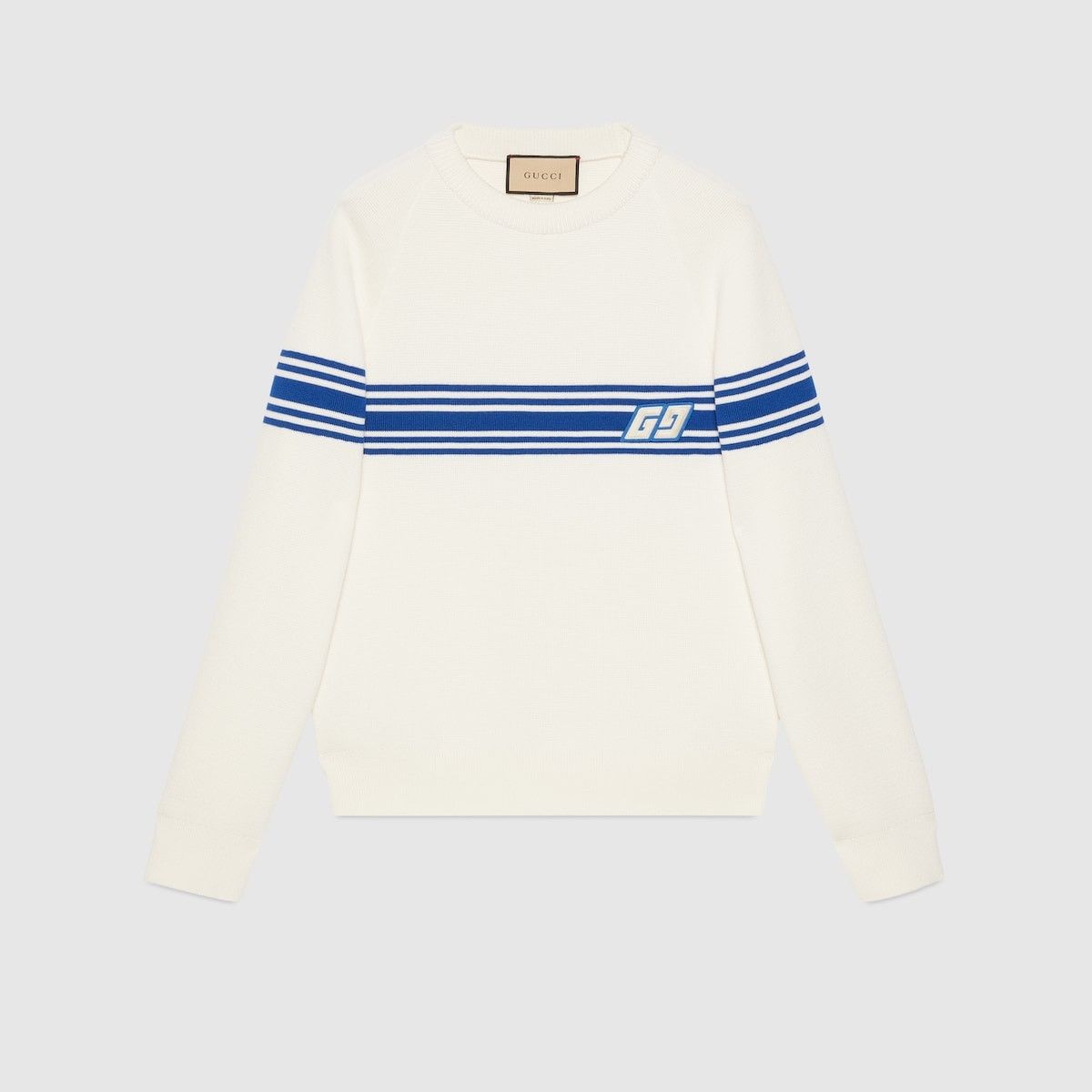 o1loc1c0925 Knit Wool Sweater With Square GG in White