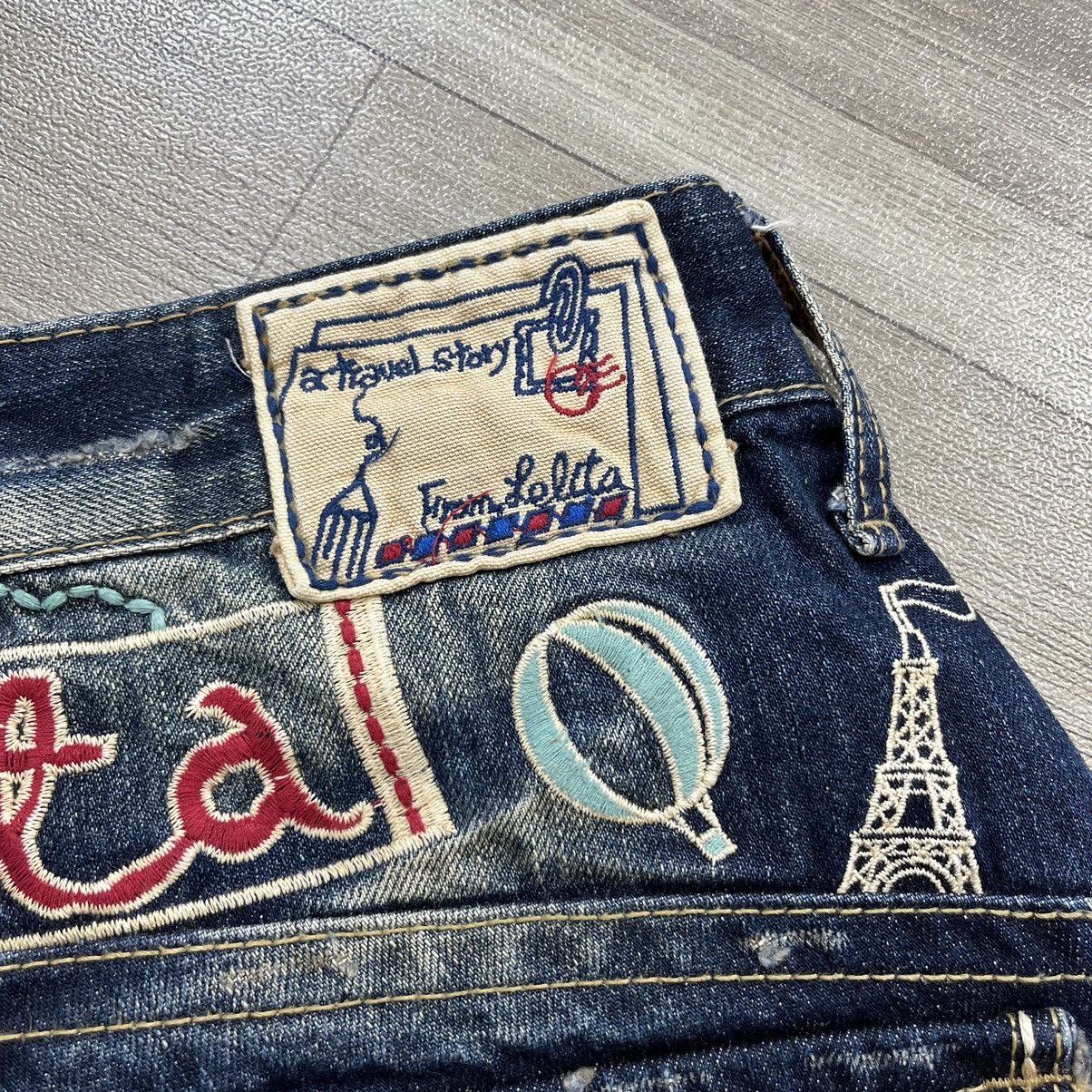 If Six Was Nine × Japanese Brand × Le Grande Bleu (L.G.B.) Vtg Lolita Embroidered Flare Jeans Faded Exotic Denim Y2K Size US 31 - 12 Thumbnail