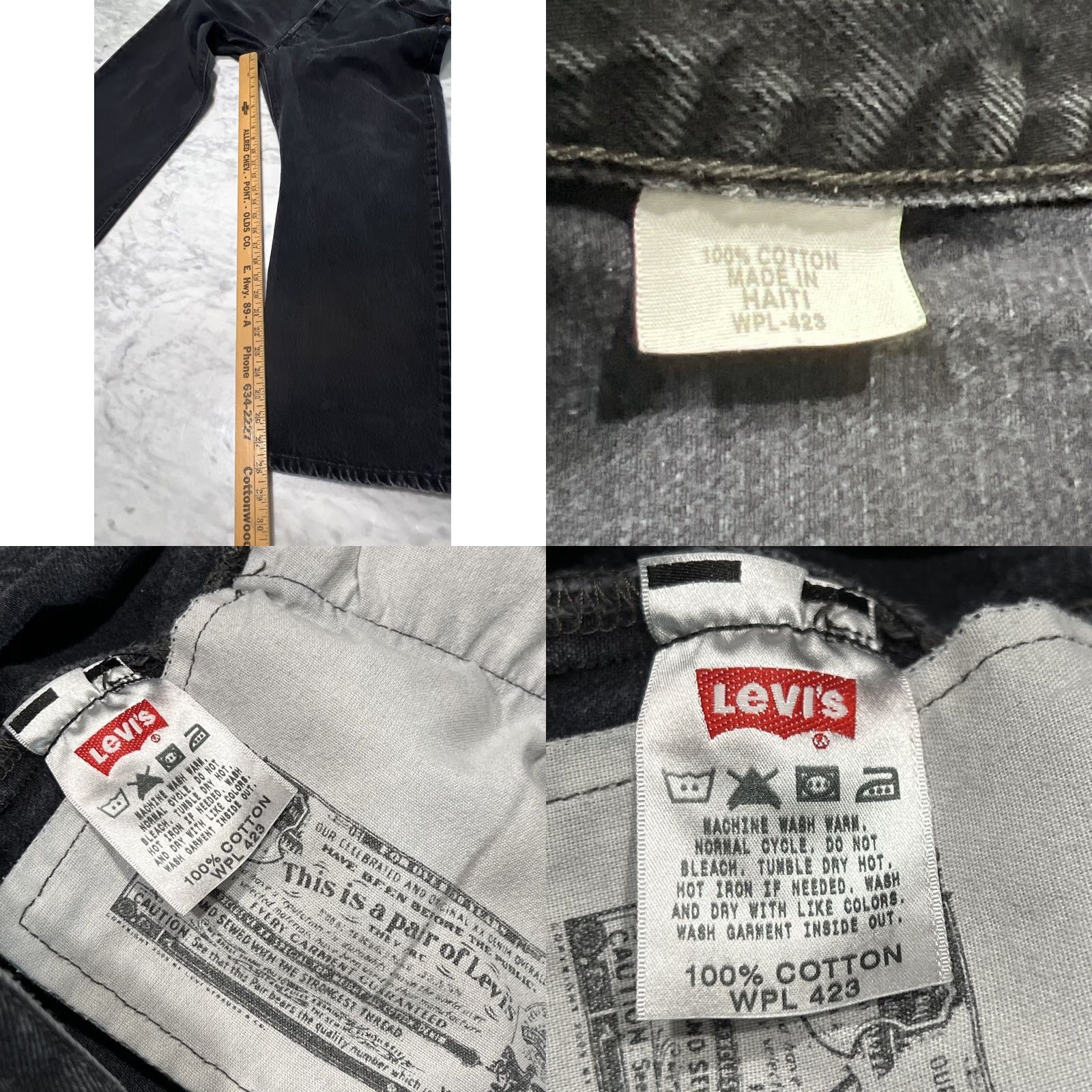 Levi's VINTAGE Levis 501 Jeans Mens 42x30 Black Straight Leg Button Fly Americana 90s Logo USA Mens Size US 42 / EU 58 - 9 Thumbnail