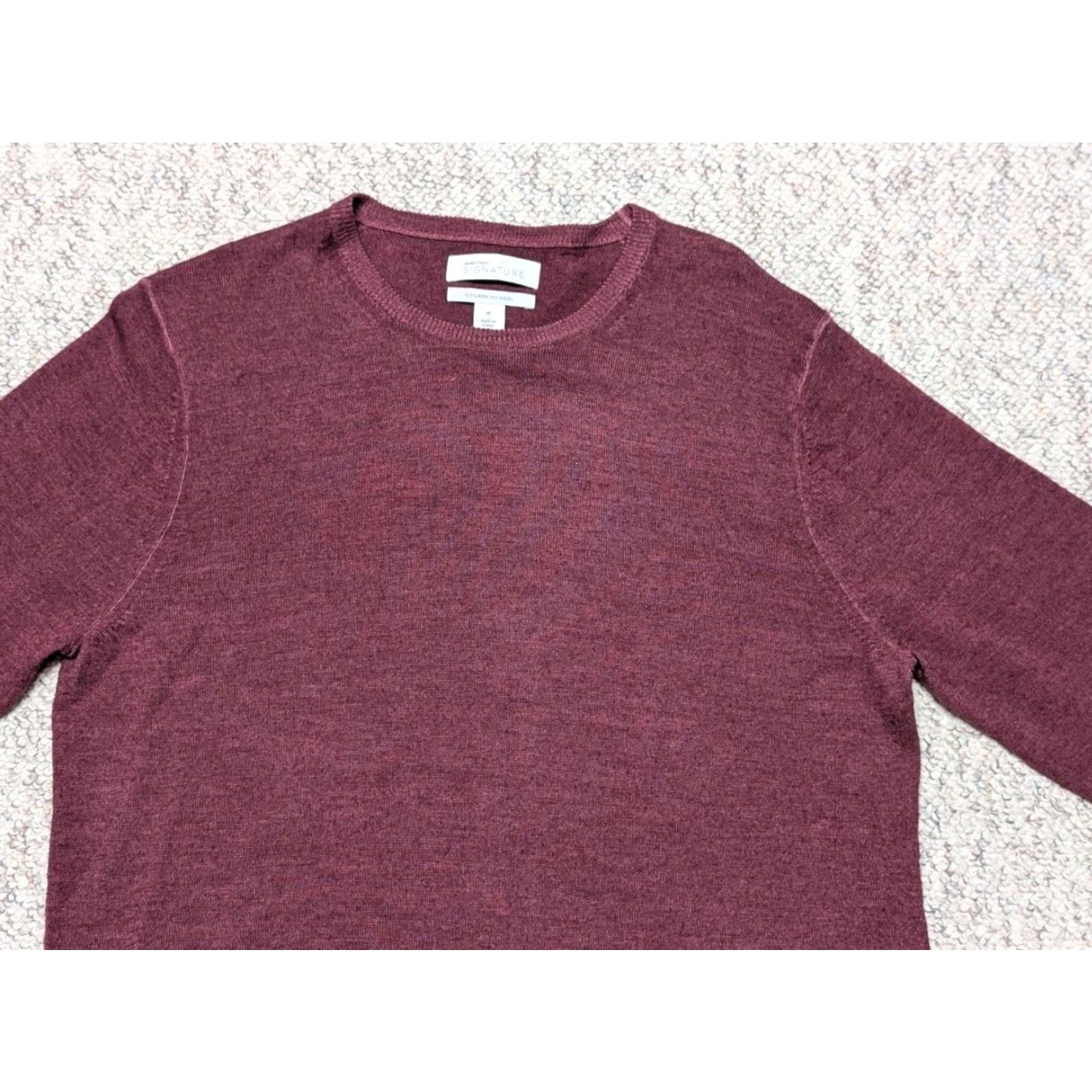 Nordstrom NORDSTROM lightweight Merino Wool sweater M burgundy crewneck Men Size US M / EU 48-50 / 2 - 5 Thumbnail