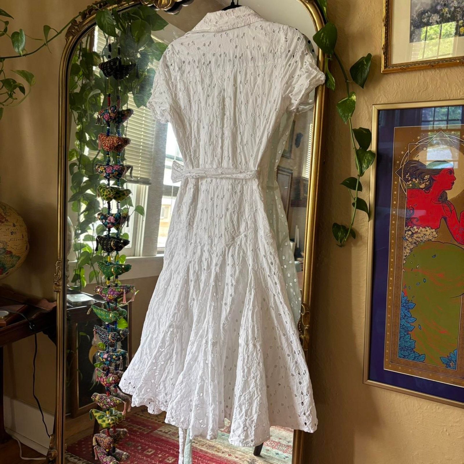 Diane von Furstenberg Diane von Furstenberg White Eyelet Wrap Dress 6 Cotton Size M / US 6-8 / IT 42-44 - 7 Thumbnail