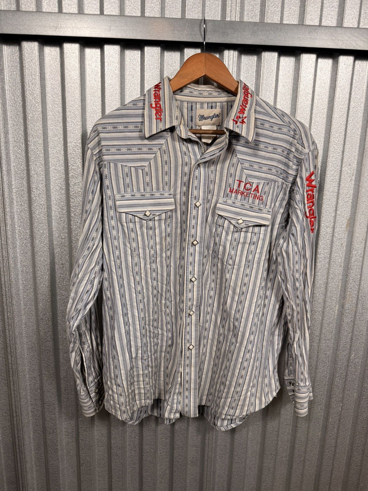 Wrangler Vintage Wrangler Western Pinstripe PearlSnap Button Up Shirt Size US L / EU 52-54 / 3 - 4 Thumbnail