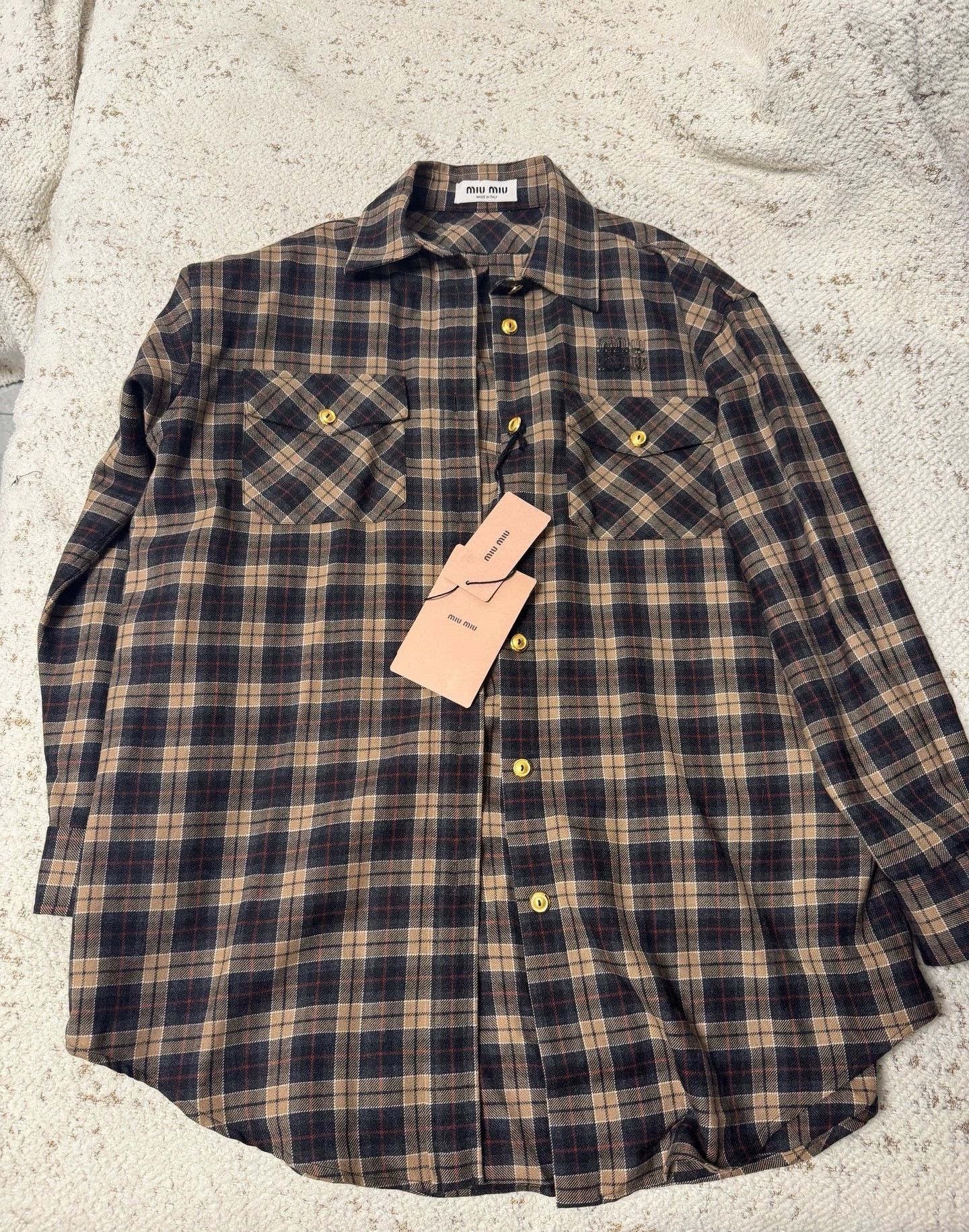 Miu Miu MIU MIU Women's New Check Shirt Size 36 Size XS / US 0-2 / IT 36-38 - 1 Thumbnail