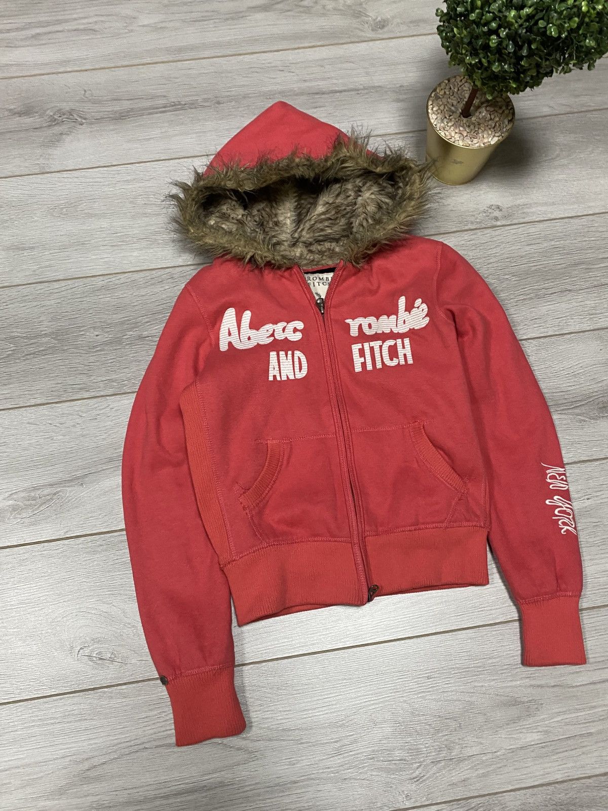 Abercrombie & Fitch Abercrombie full fur hood Y2K big logo heavy zip hoodie Size L / US 10 / IT 46 - 4 Thumbnail