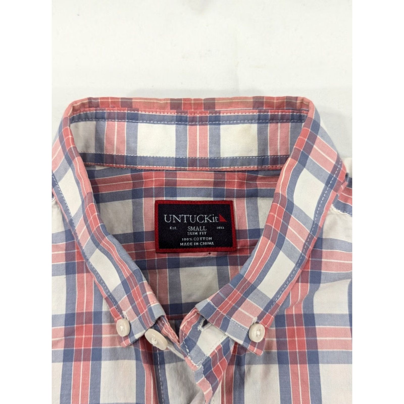 UNTUCKit UNTUCKit Shirt Mens S Red White Button Up Plaid Performance Stretch Slimming All Seasons Casual Long Sleeve Collar Button-Up Vintage: No Size US S / EU 44-46 / 1 - 3 Thumbnail