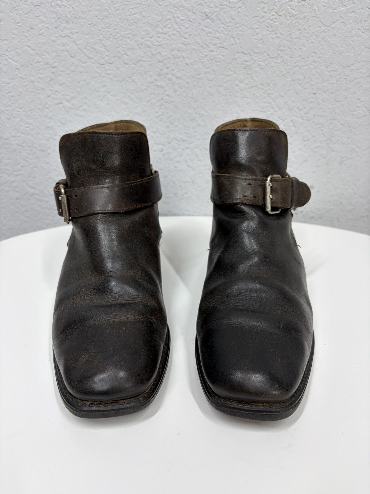 If Six Was Nine Vintage Y2K Brown Leather Side Zip Boots Guidi Marsell Style Size US 7.5 / EU 40-41 - 4 Thumbnail