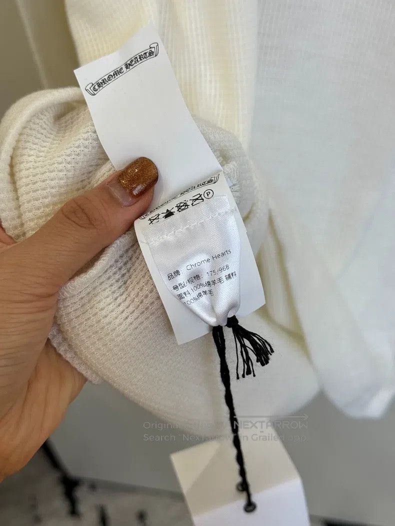 Chrome Hearts CHROME HEARTS Size M Beige White Waffle Wool Long Sleeve T- Size US M / EU 48-50 / 2 - 6 Thumbnail