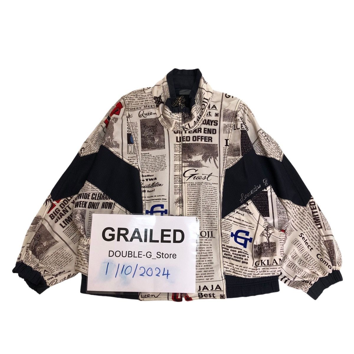 Japanese Brand 📌Vintage Newspaper Zipper Jacket Full Print Size US M / EU 48-50 / 2 - 1 Thumbnail