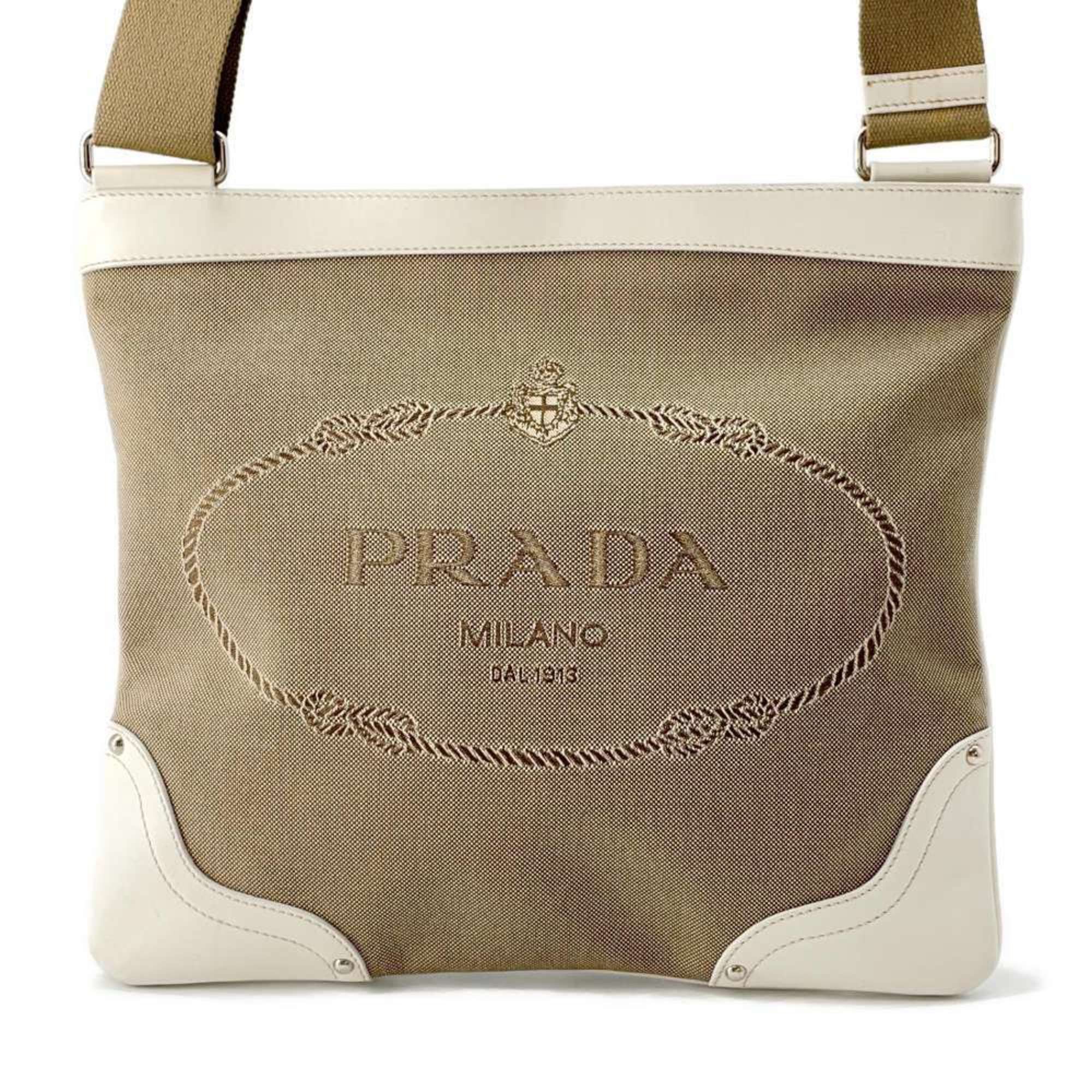 Prada Shoulder Bag Bt0536 Prada White in Beige, Women's