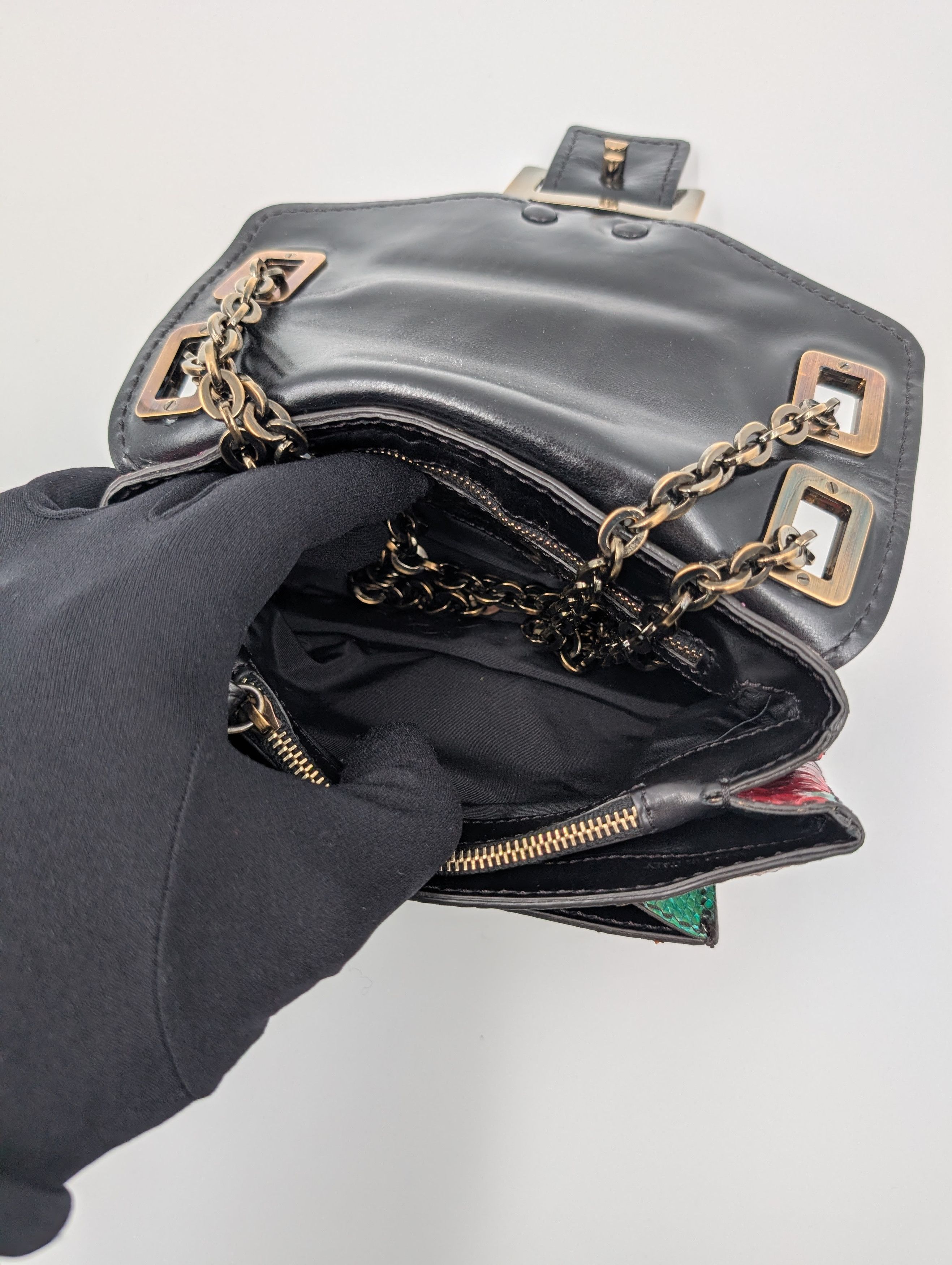 Roger Vivier Multicolor Snakeskin Metro Handbag Size ONE SIZE - 7 Thumbnail