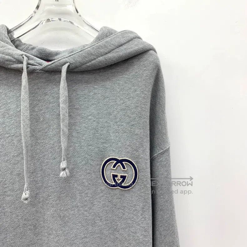 Gucci Gucci Grey logo embroidered cotton hooded drawstring long- Size US S / EU 44-46 / 1 - 3 Thumbnail