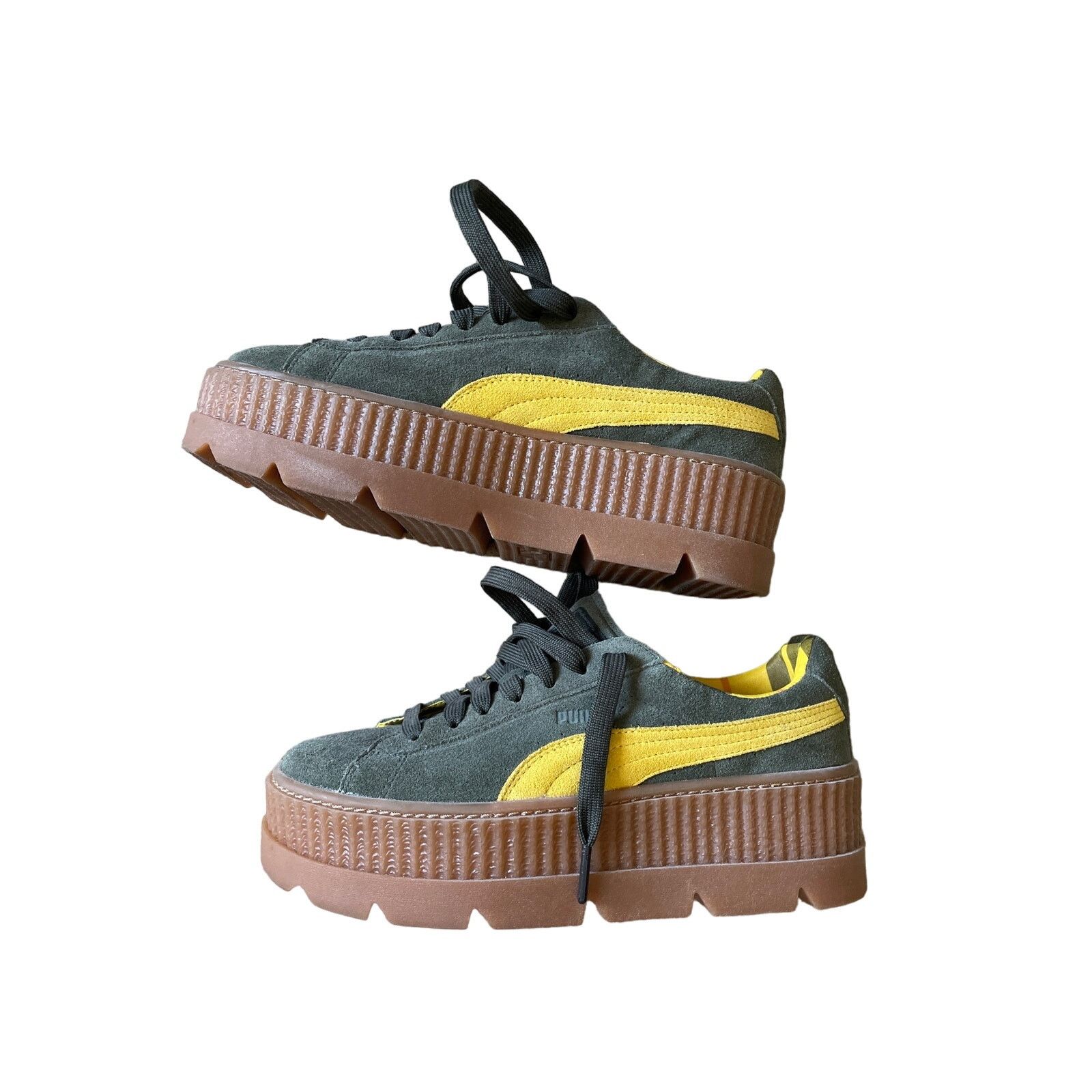 Fenty NWOT Puma X Fenty Suede Cleated Creepers Khaki/Olive Yellow Size US 9 / IT 39 - 2 Thumbnail