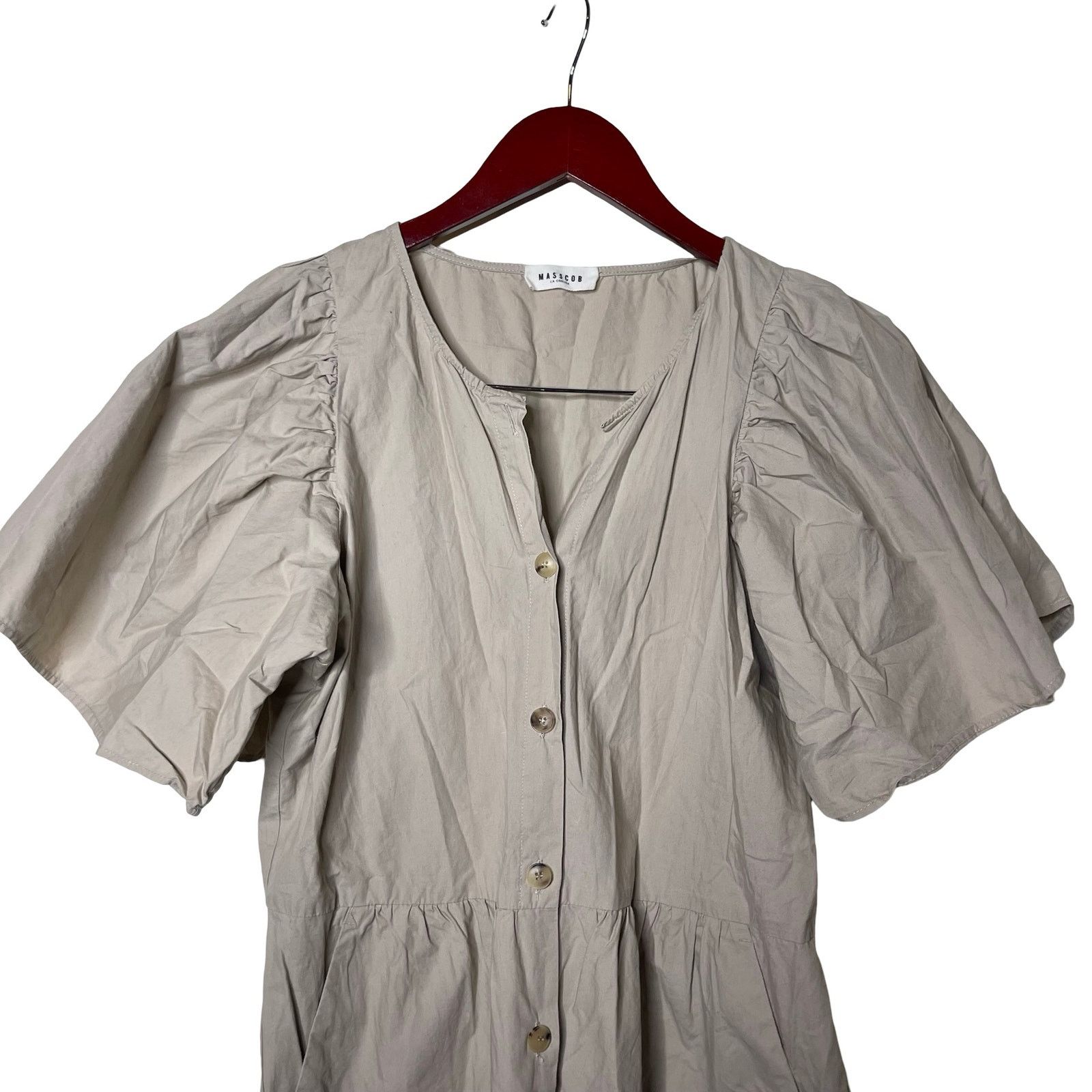 Other Masscob Poplin Puff-Sleeve Jumpsuit - Nudeflesh sz 36 US S Size 26" / US 2 / IT 38 - 4 Thumbnail
