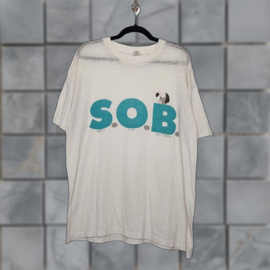 Vintage VINTAGE Hallmark Shirt 2XL Unisex Adults White Grunge 80s Thrashed SOB Obscure Thin Sheer Size US XXL / EU 58 / 5 - 1 Thumbnail