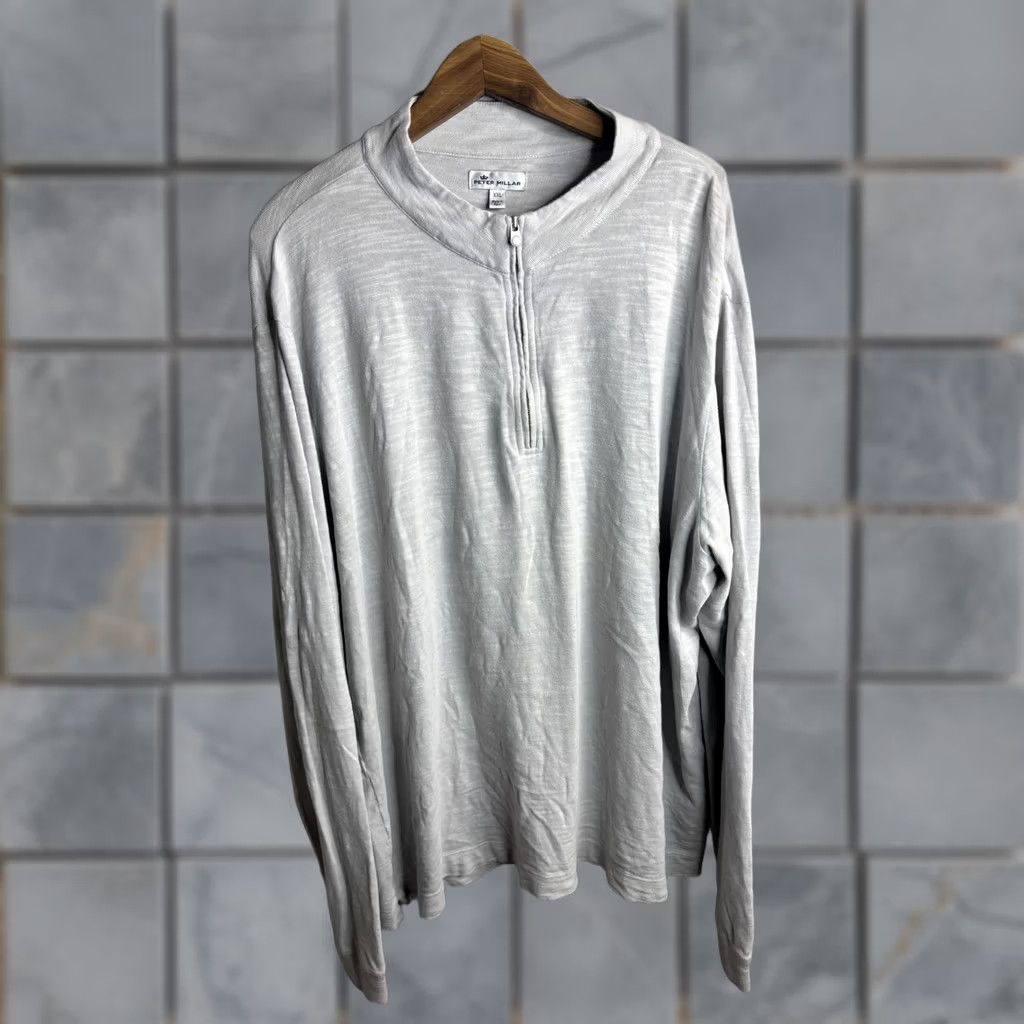 Peter Millar Peter Millar Sweater Mens 2XL Gray 1/4 Zip Mock Neck Lightweight Pullover Size US XXL / EU 58 / 5 - 1 Thumbnail
