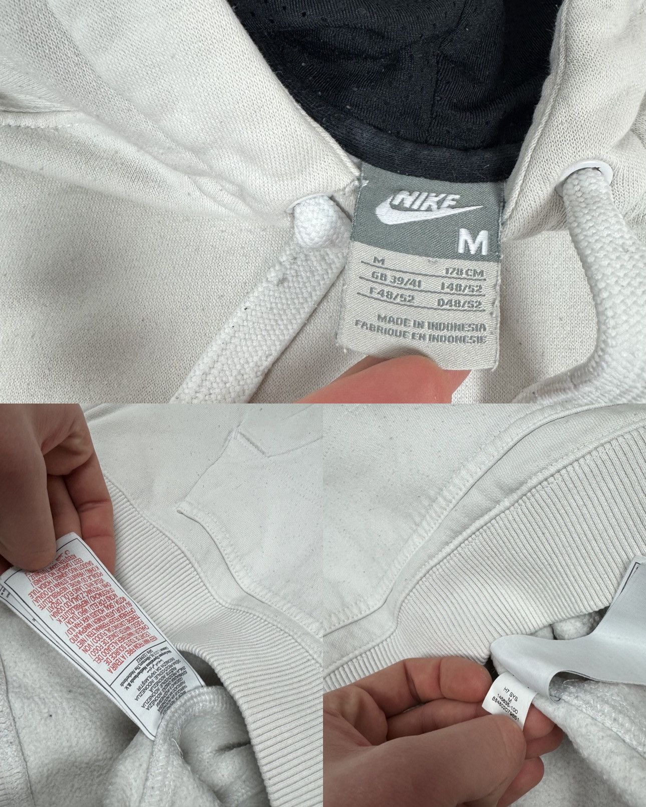 Nike × Vintage Nike Men White Swoosh Spellout Long Sleeve Pullover Hoodie M Size US M / EU 48-50 / 2 - 2 Thumbnail