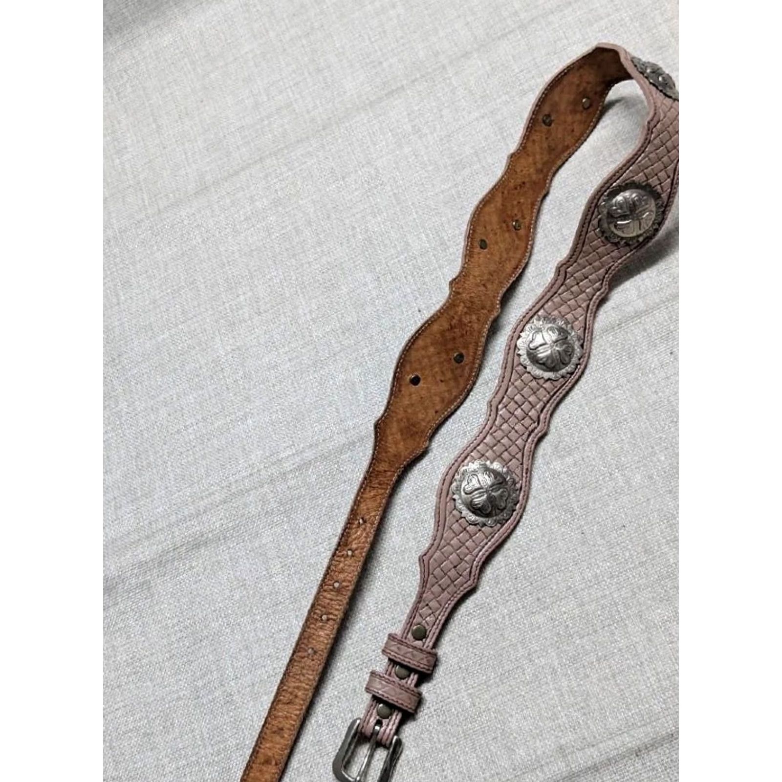 Vintage VINTAGE USA CONCHO buckle belt 32 leather TOOLED western RANGER cowboy Size 32 - 6 Thumbnail
