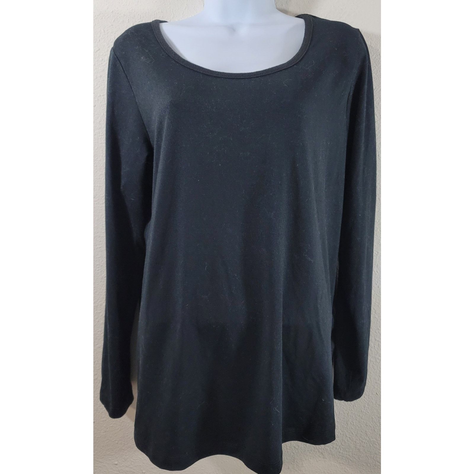 Other FullBeauty Black Round Neck Long Sleeves Top 14 16 Size XL / US 12-14 / IT 48-50 - 2 Thumbnail