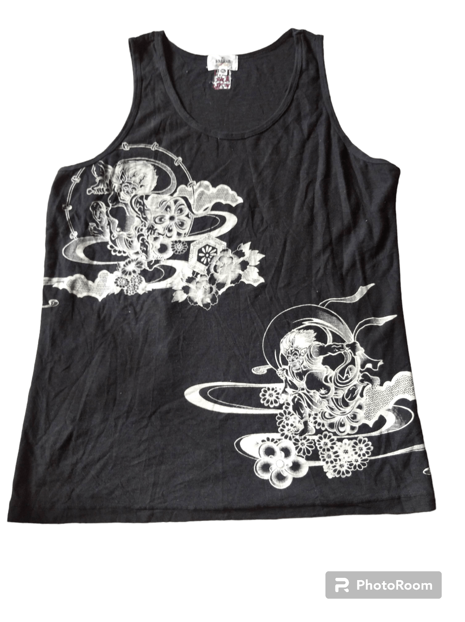image of Sukajan T Shirts Karakuri Sukajan Ambroided Tank Top Shirt in Black, Men's (Size Large)
