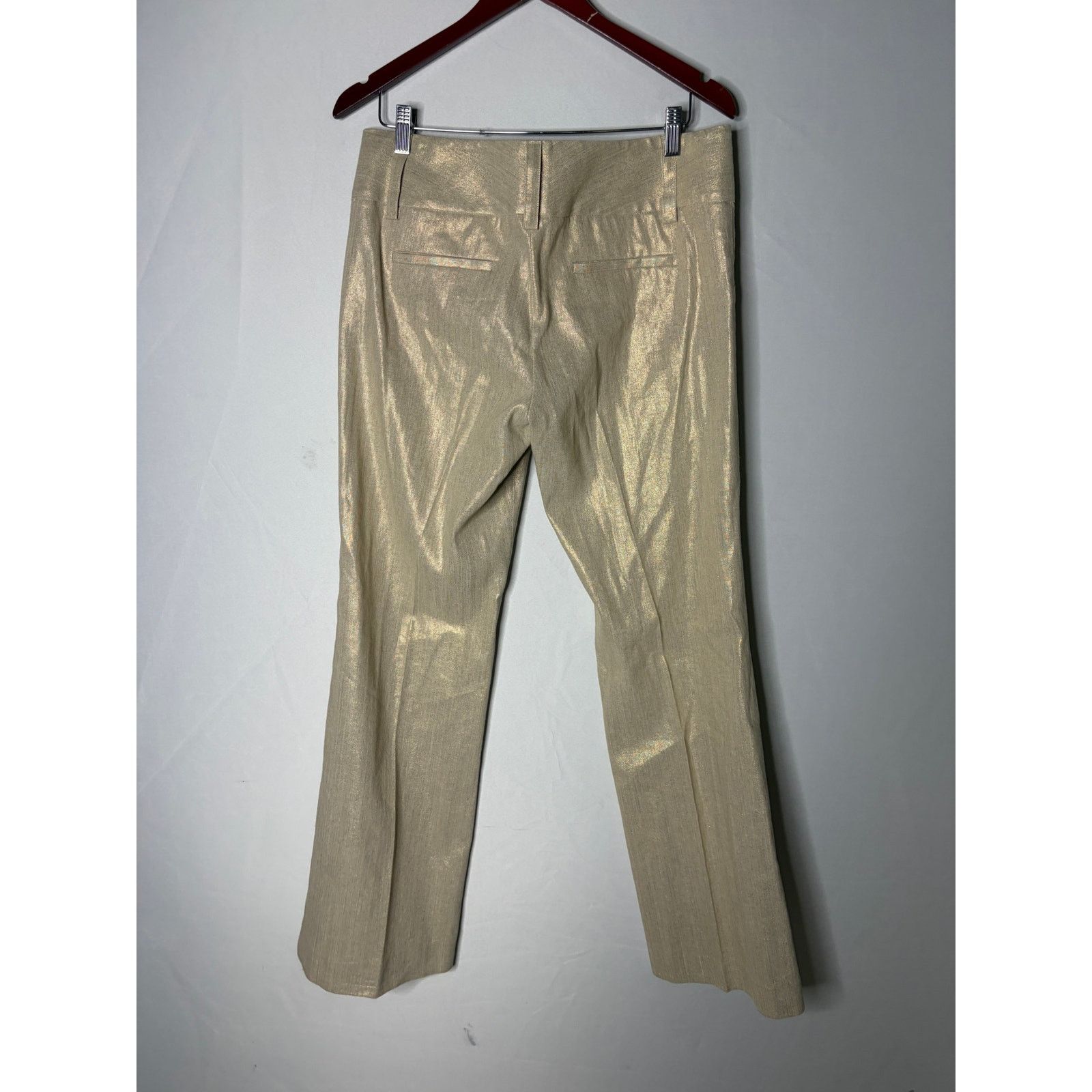 Alice + Olivia Alice + Olivia Pants Gold Metallic Linen Bootcut Flare 10 Size 32" / US 10 / IT 46 - 6 Thumbnail