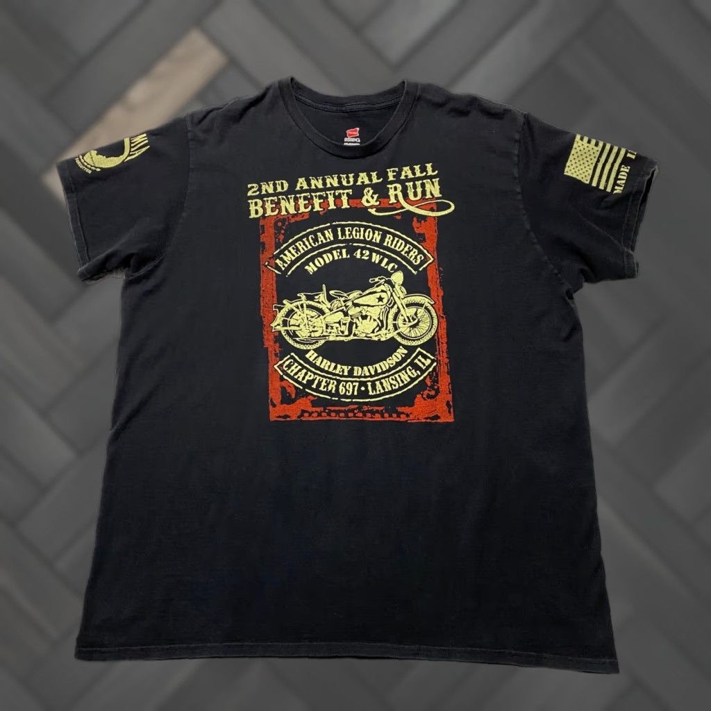 Hanes VINTAGE American Legion Riders Chapter 697 Lansing IL Motorcycle T-Shirt Black 2XL Size US XXL / EU 58 / 5 - 1 Thumbnail