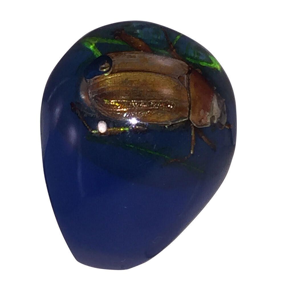 Designer Scarab Blue Bug Plastic Ring Size ONE SIZE - 3 Thumbnail