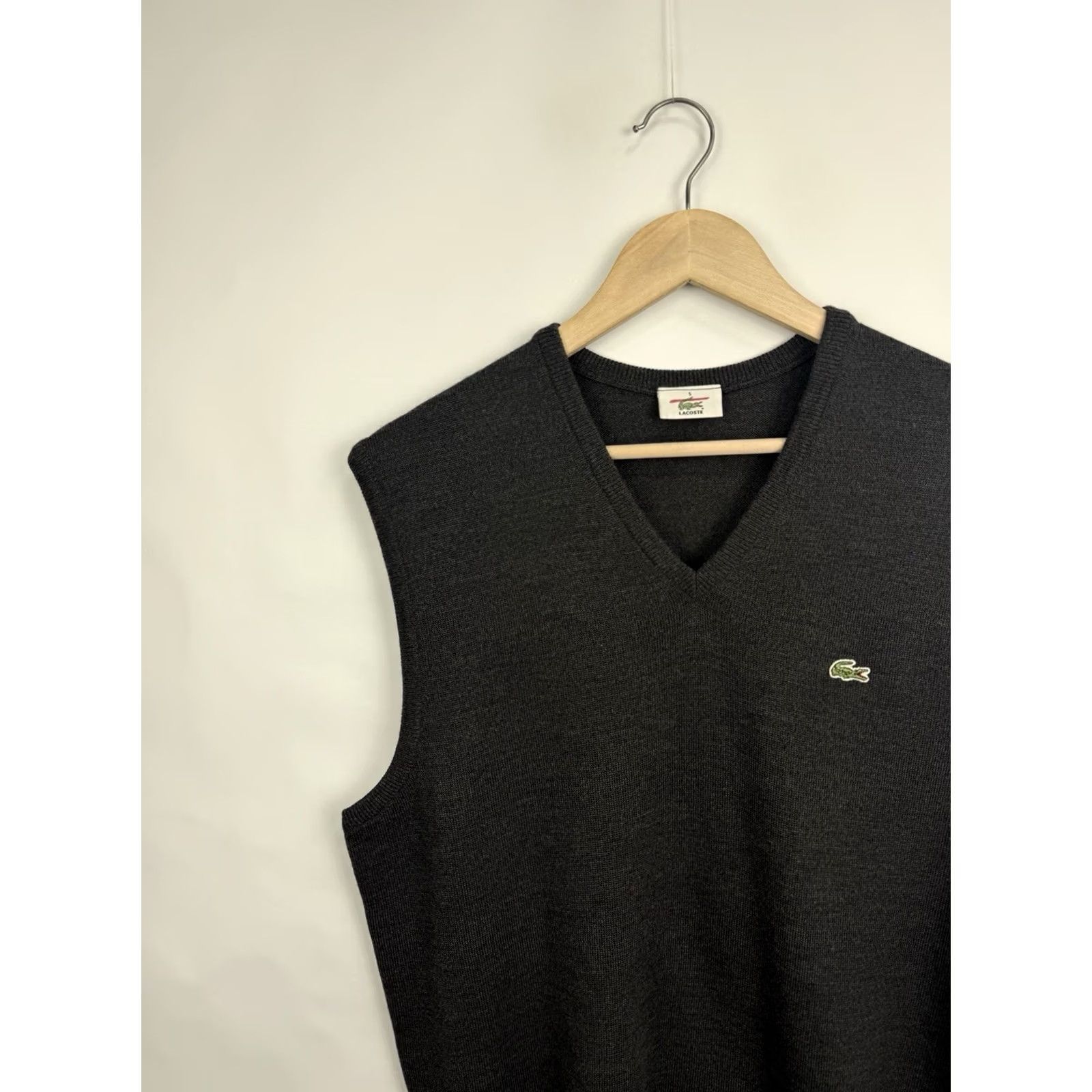 Lacoste VINTAGE Lacoste Wool Vest Sweater Men's 90s Made in France Gray M/L Vest Wool Sweater Men 90s France Vintage Size US L / EU 52-54 / 3 - 3 Thumbnail
