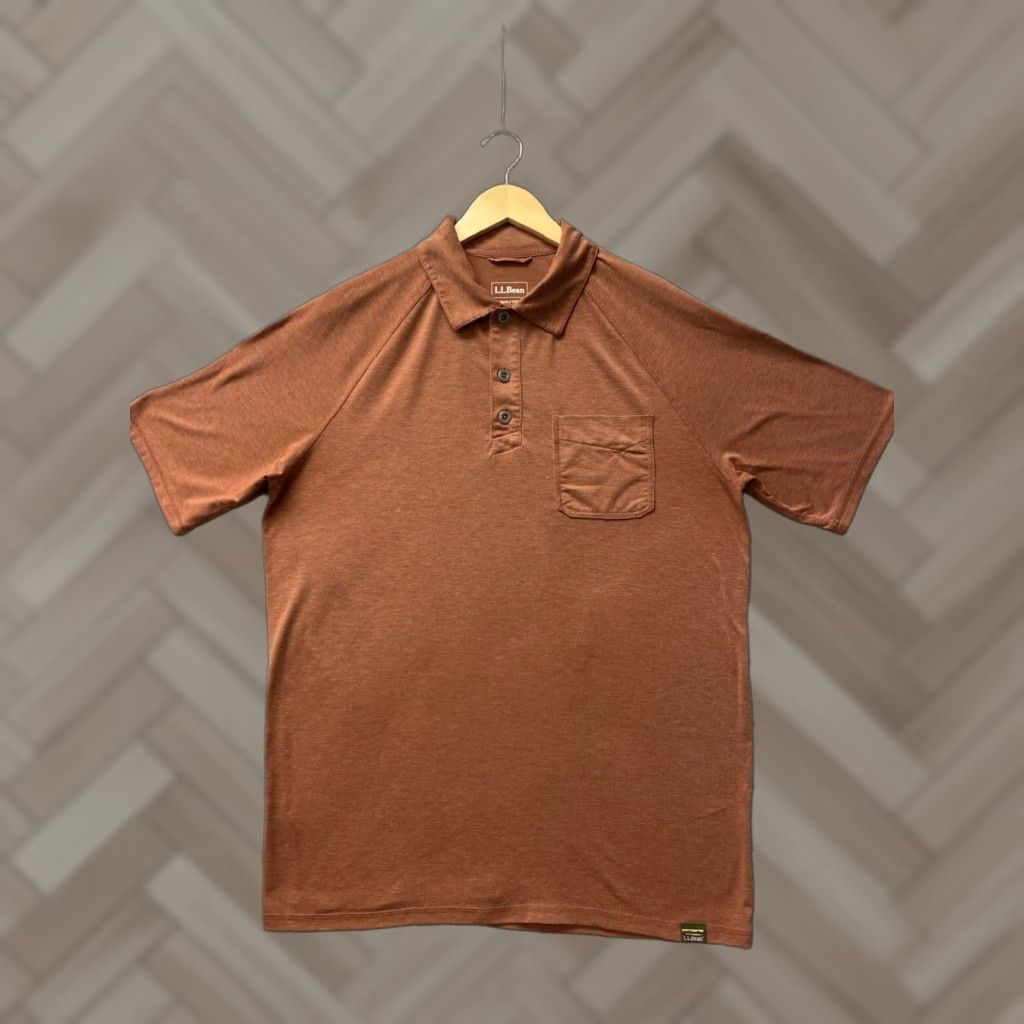 Vintage VINTAGE L.L. Bean Polo Shirt Mens M Tall Brown Solid Short Sleeve Collared Button 90s Preppy Golf Tennis Rugby USA 1216 Size US M / EU 48-50 / 2 - 1 Thumbnail